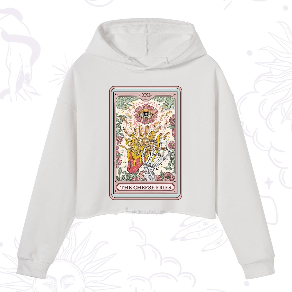 Purplehecate The Cheese Fries Tarot Crop Hoodie