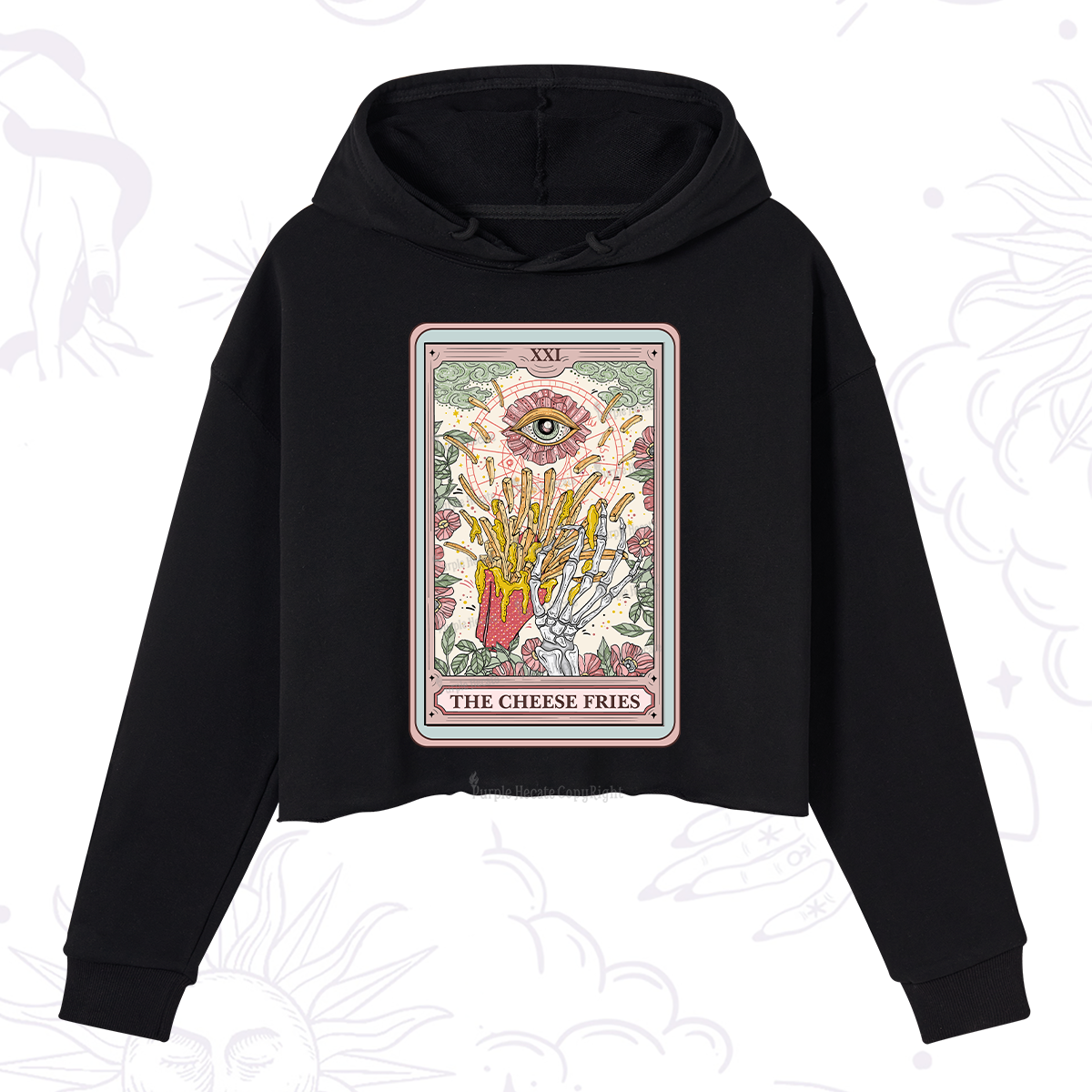 Purplehecate The Cheese Fries Tarot Crop Hoodie