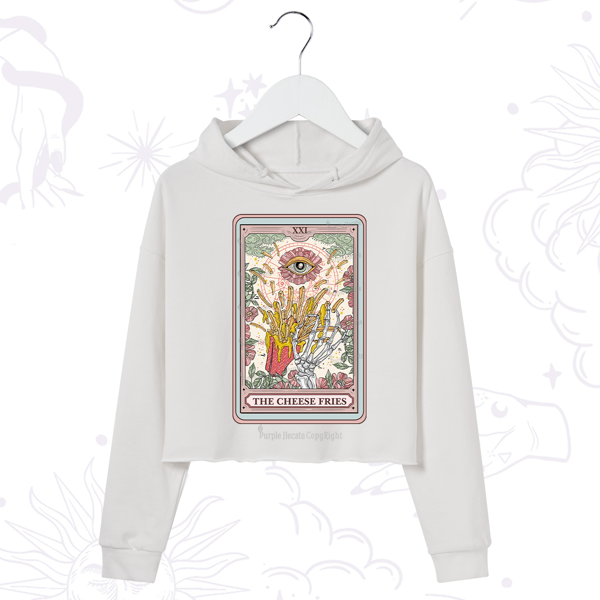 Purplehecate The Cheese Fries Tarot Crop Hoodie