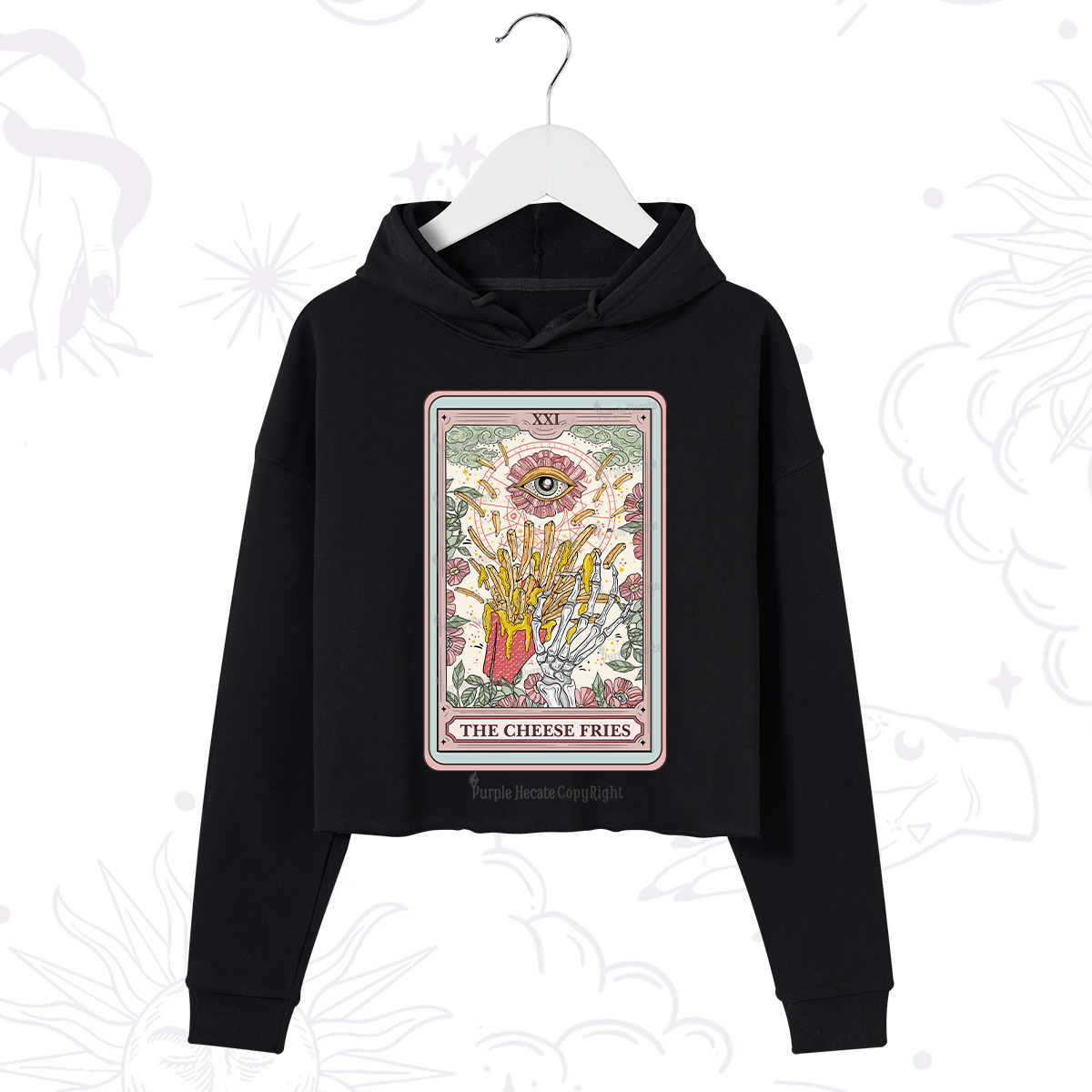 Purplehecate The Cheese Fries Tarot Crop Hoodie
