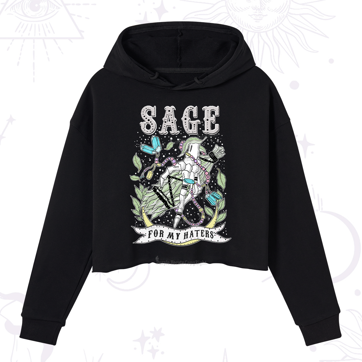 Purplehecate Sage For My Haters Crop Hoodie