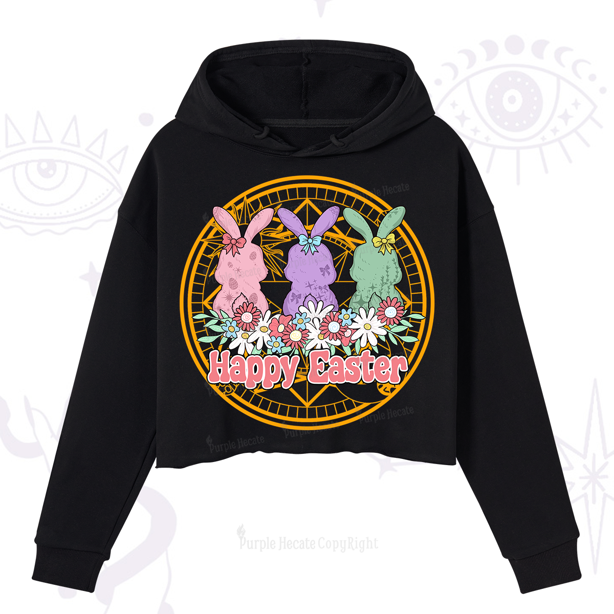 Purplehecate Happy Easter Bunny Crop Hoodie