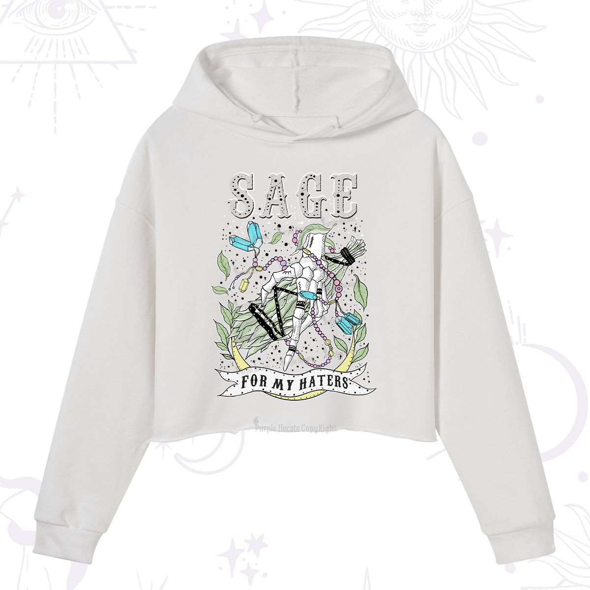Purplehecate Sage For My Haters Crop Hoodie