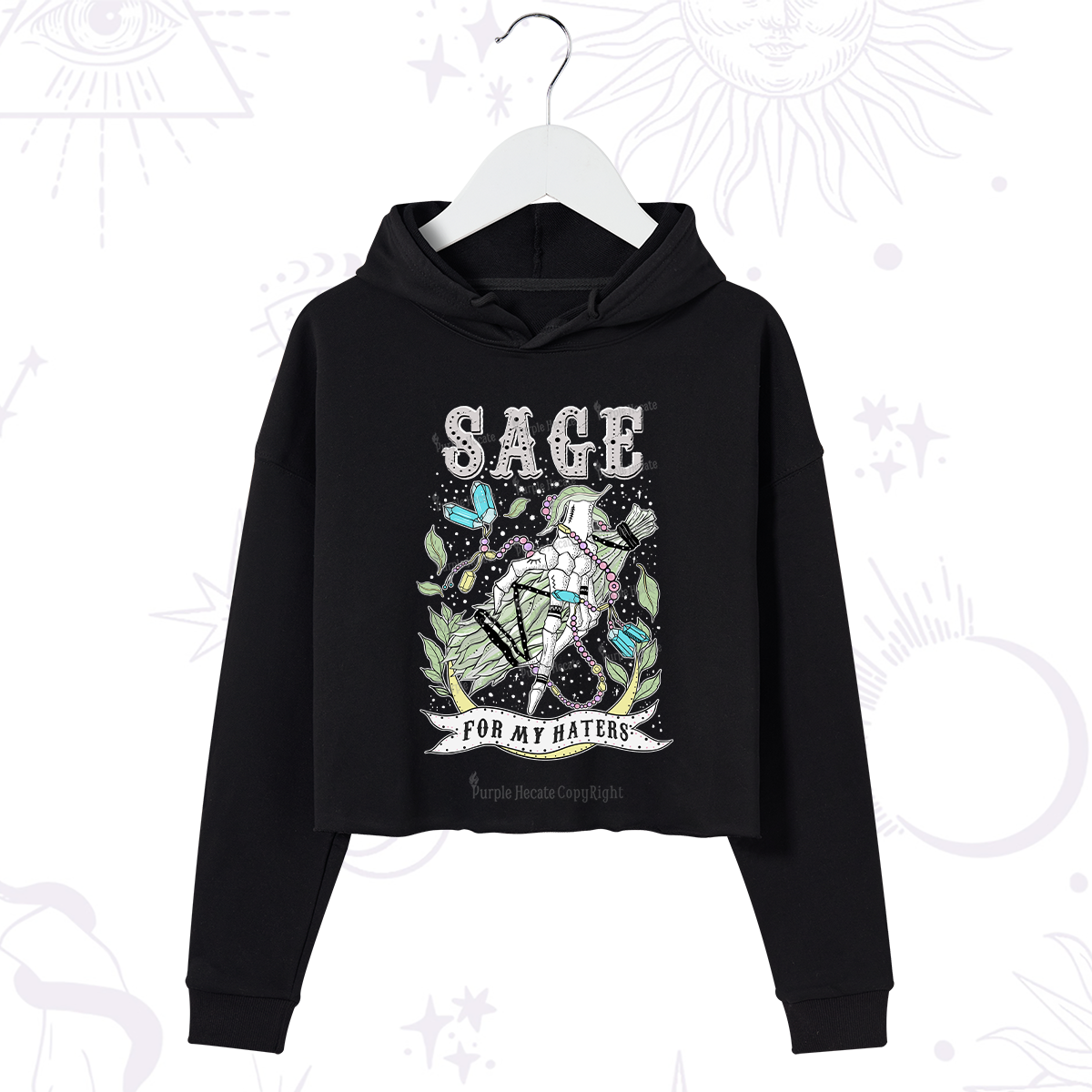 Purplehecate Sage For My Haters Crop Hoodie