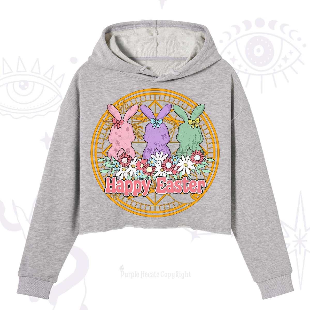 Purplehecate Happy Easter Bunny Crop Hoodie