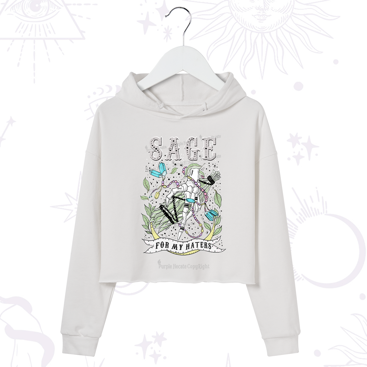 Purplehecate Sage For My Haters Crop Hoodie