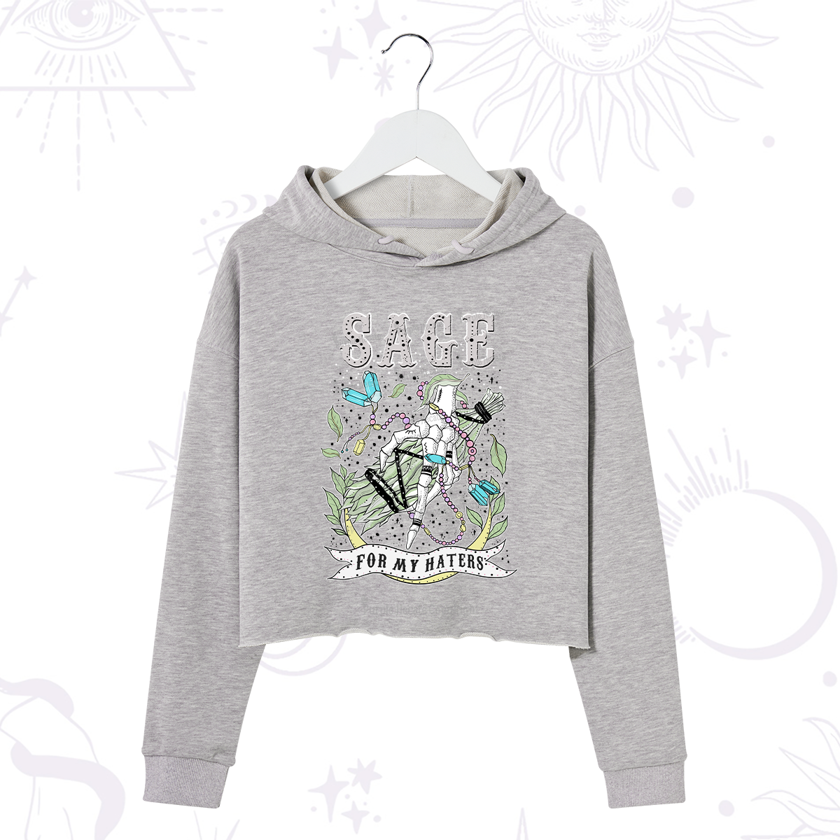 Purplehecate Sage For My Haters Crop Hoodie
