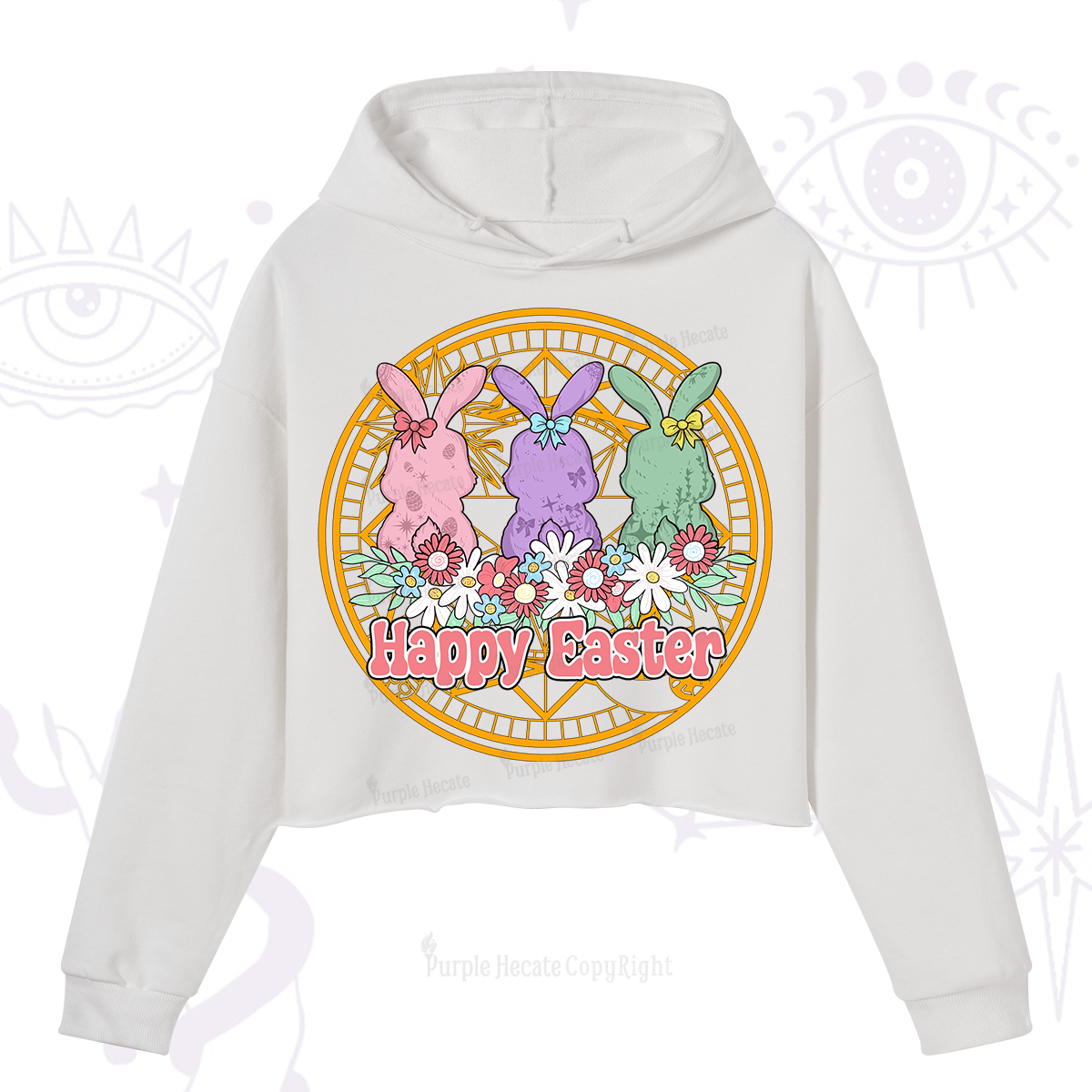 Purplehecate Happy Easter Bunny Crop Hoodie