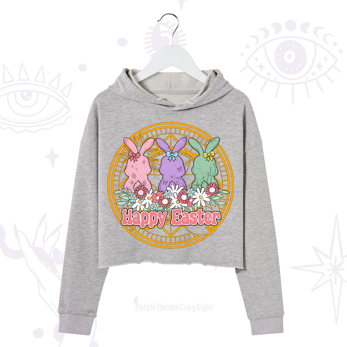 Purplehecate Happy Easter Bunny Crop Hoodie