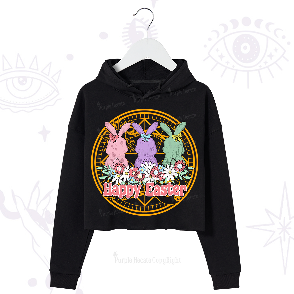 Purplehecate Happy Easter Bunny Crop Hoodie