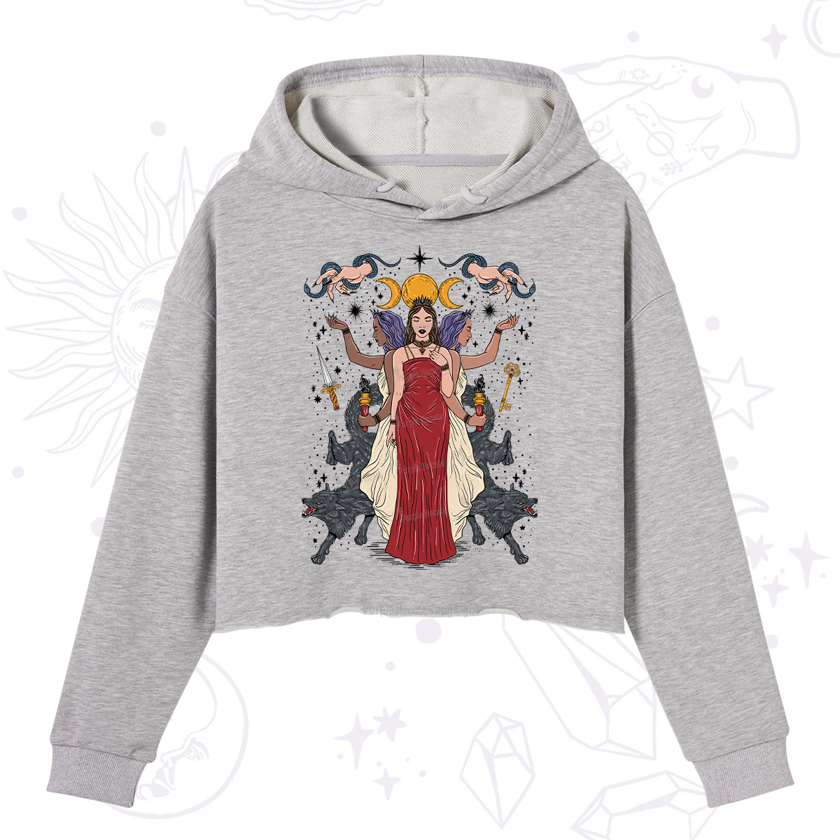 Purplehecate The Triple Goddess Hecate Crop Hoodie