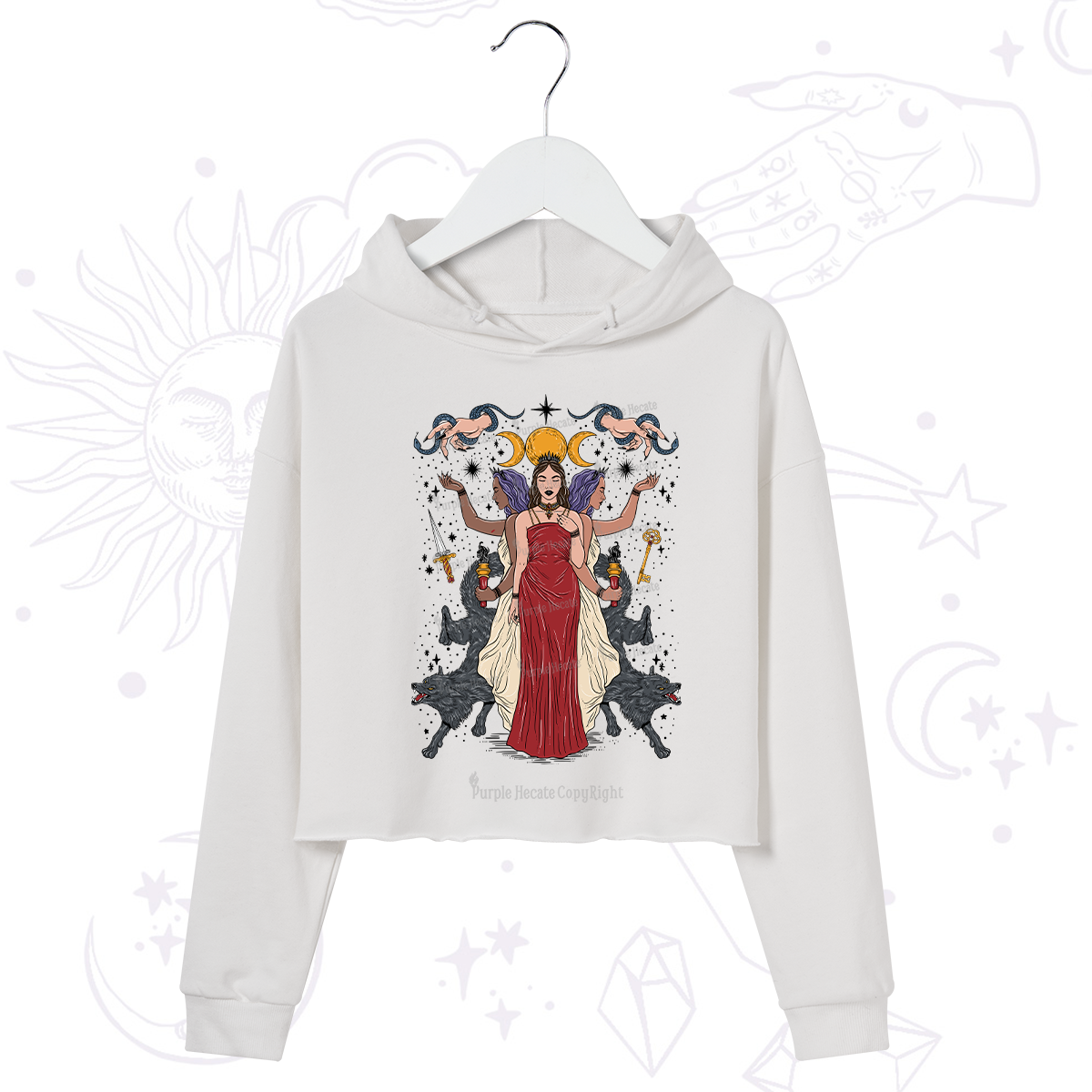 Purplehecate The Triple Goddess Hecate Crop Hoodie