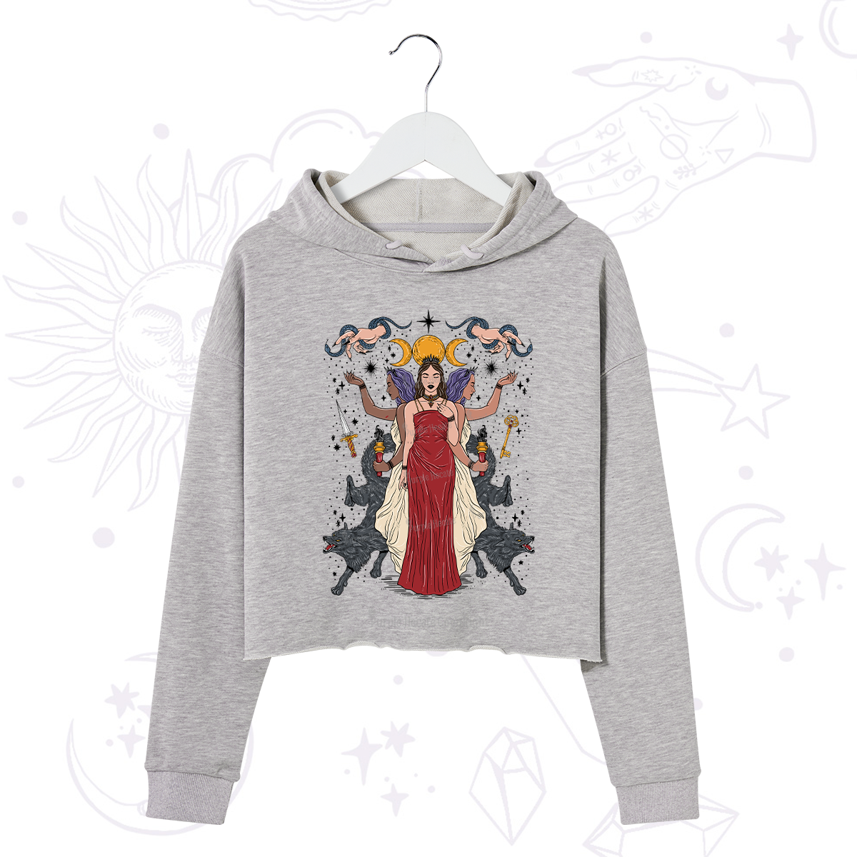 Purplehecate The Triple Goddess Hecate Crop Hoodie