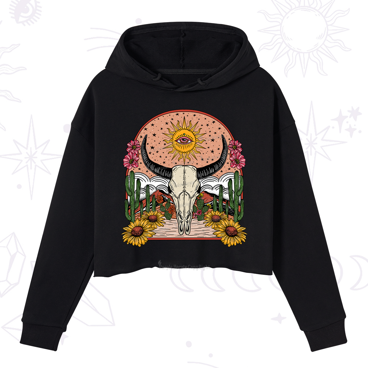 Purplehecate Desert Bloom Crop Hoodie