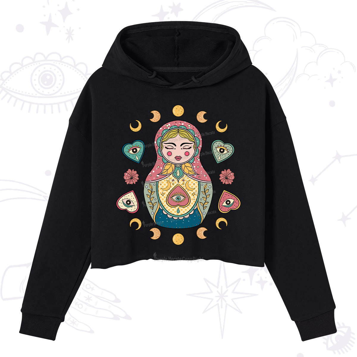 Purplehecate Nesting Doll Crop Hoodie