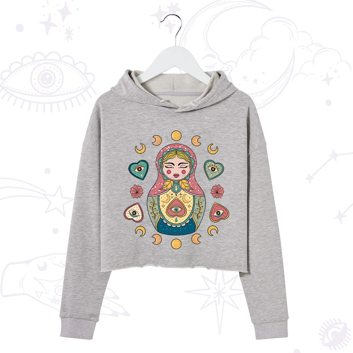 Purplehecate Nesting Doll Crop Hoodie