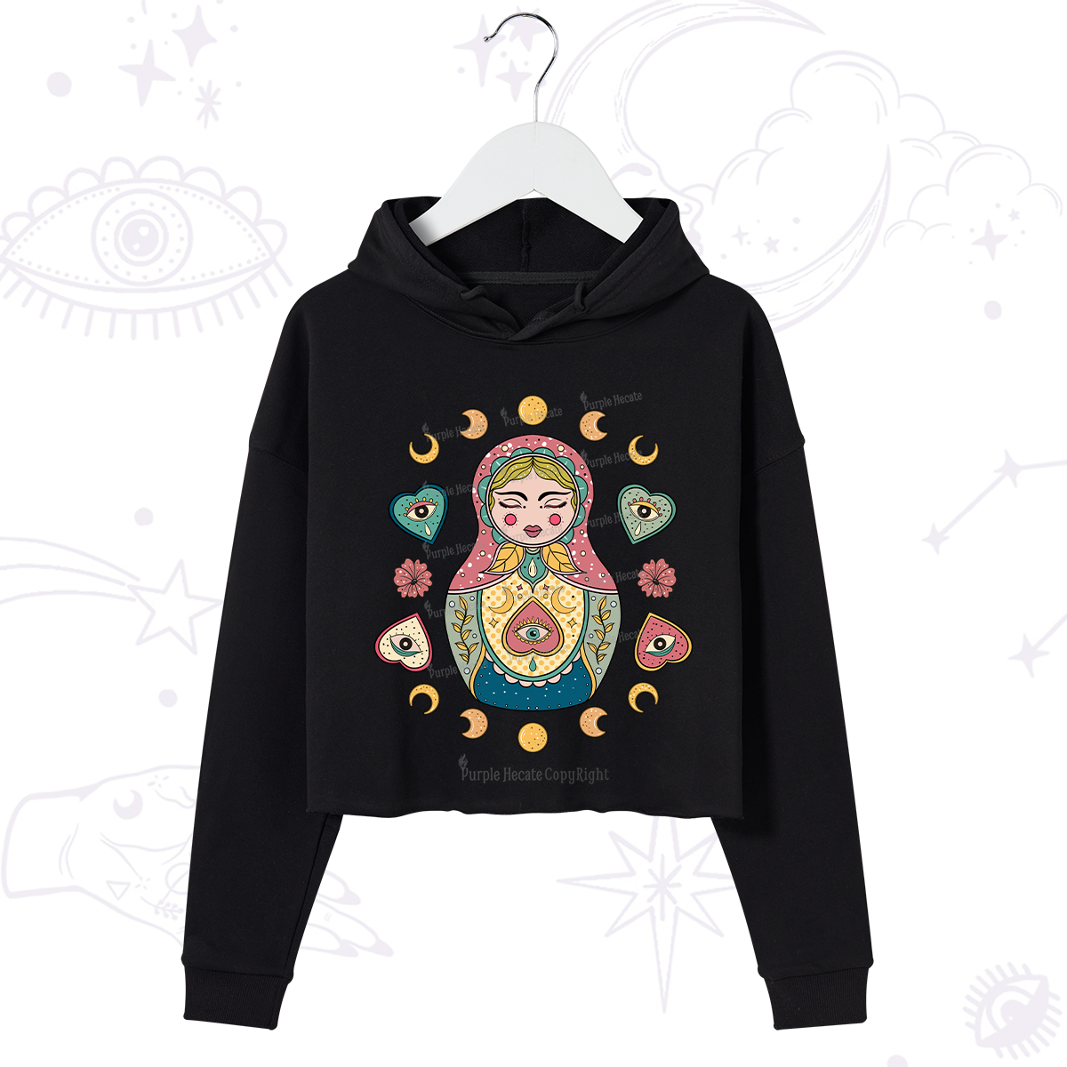 Purplehecate Nesting Doll Crop Hoodie