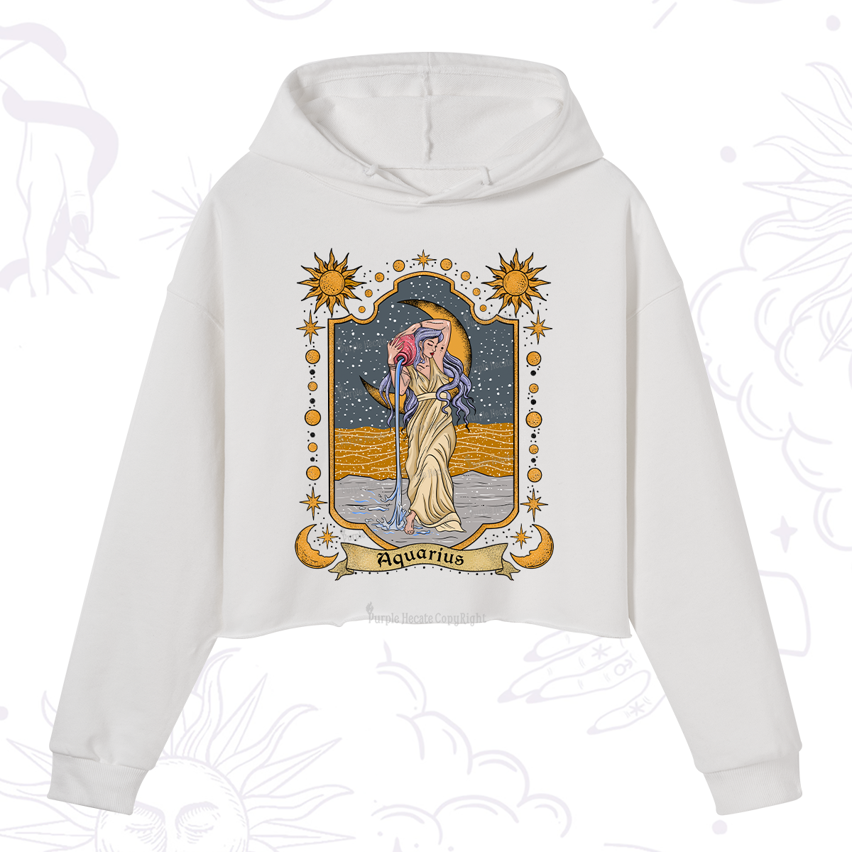 Purplehecate Aquarius Zodiac Crop Hoodie