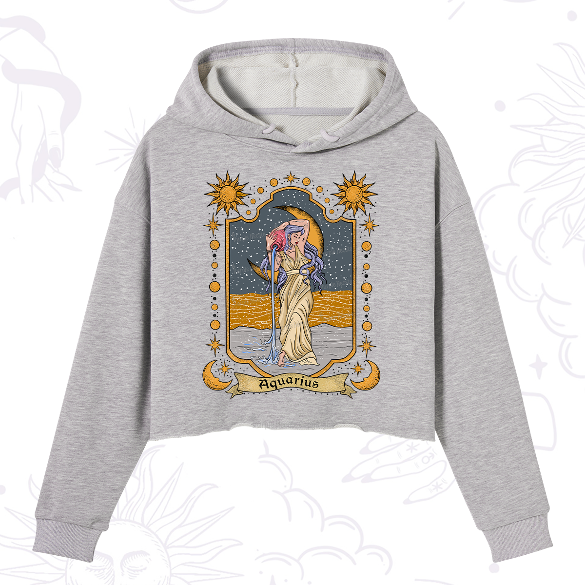 Purplehecate Aquarius Zodiac Crop Hoodie