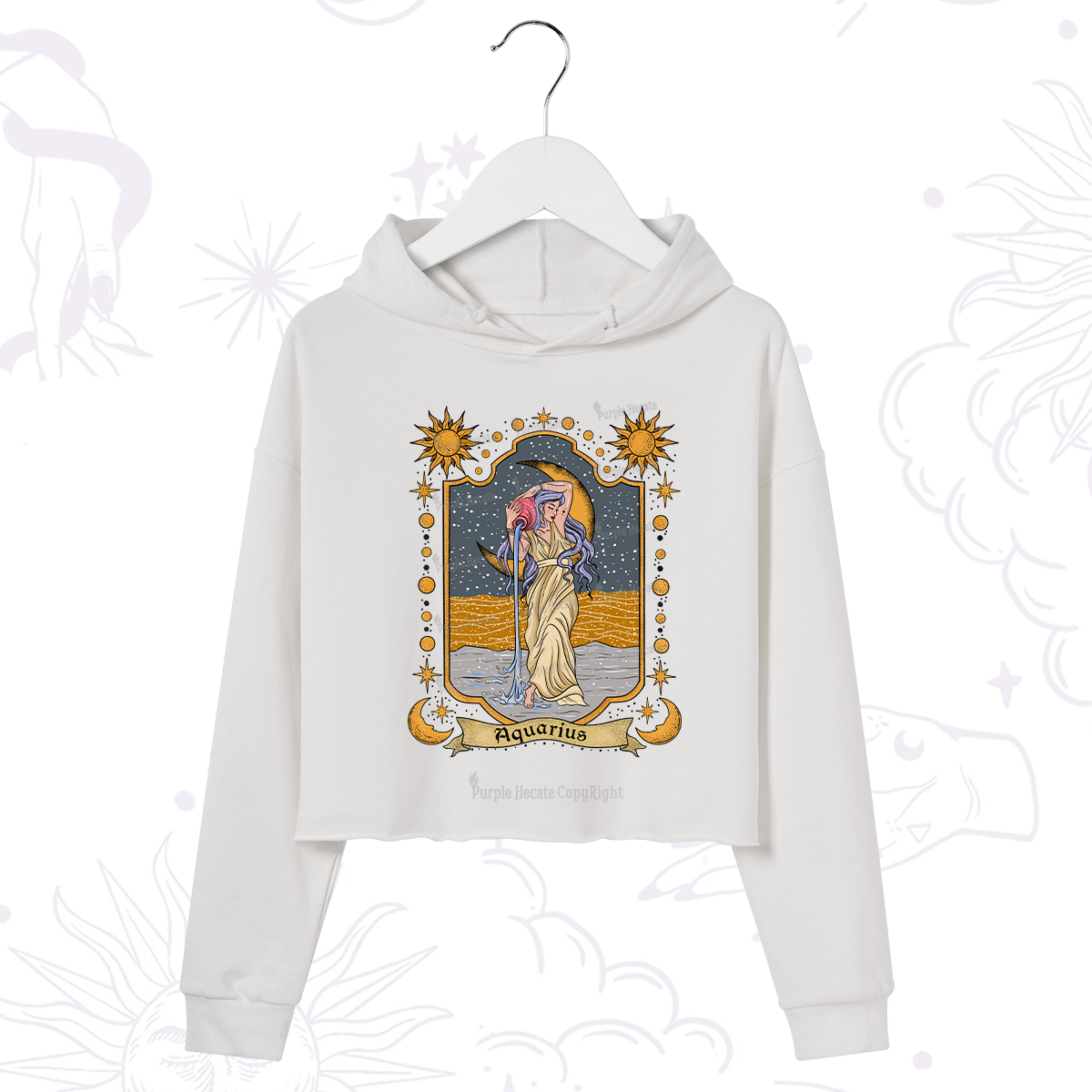 Purplehecate Aquarius Zodiac Crop Hoodie