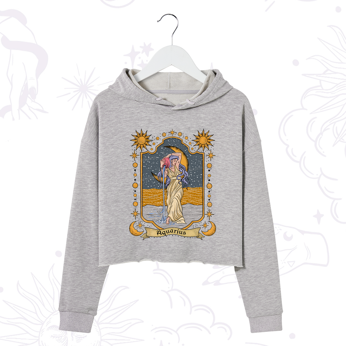 Purplehecate Aquarius Zodiac Crop Hoodie