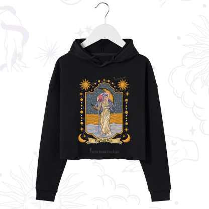 Purplehecate Aquarius Zodiac Crop Hoodie