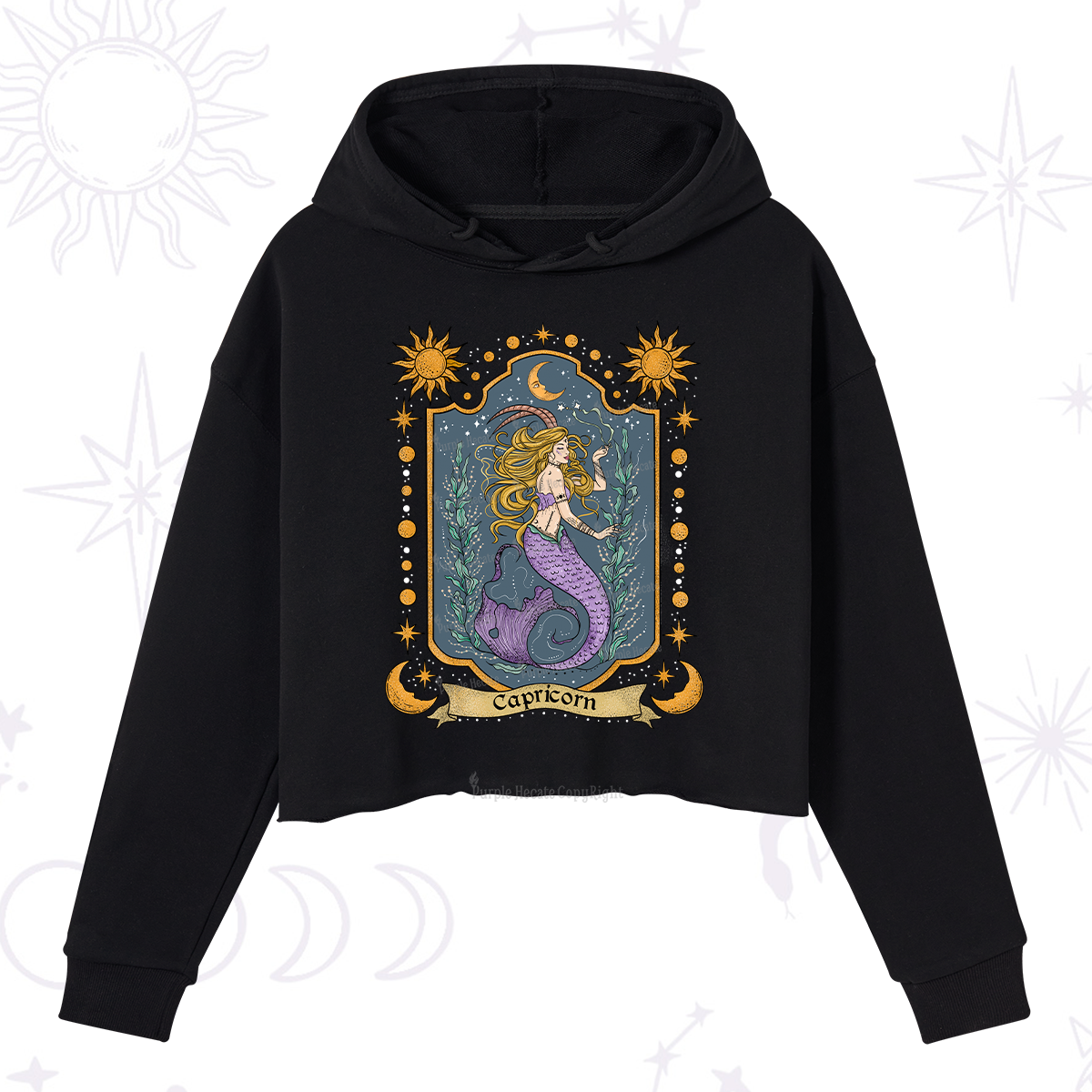 Purplehecate Capricorn Zodiac Crop Hoodie