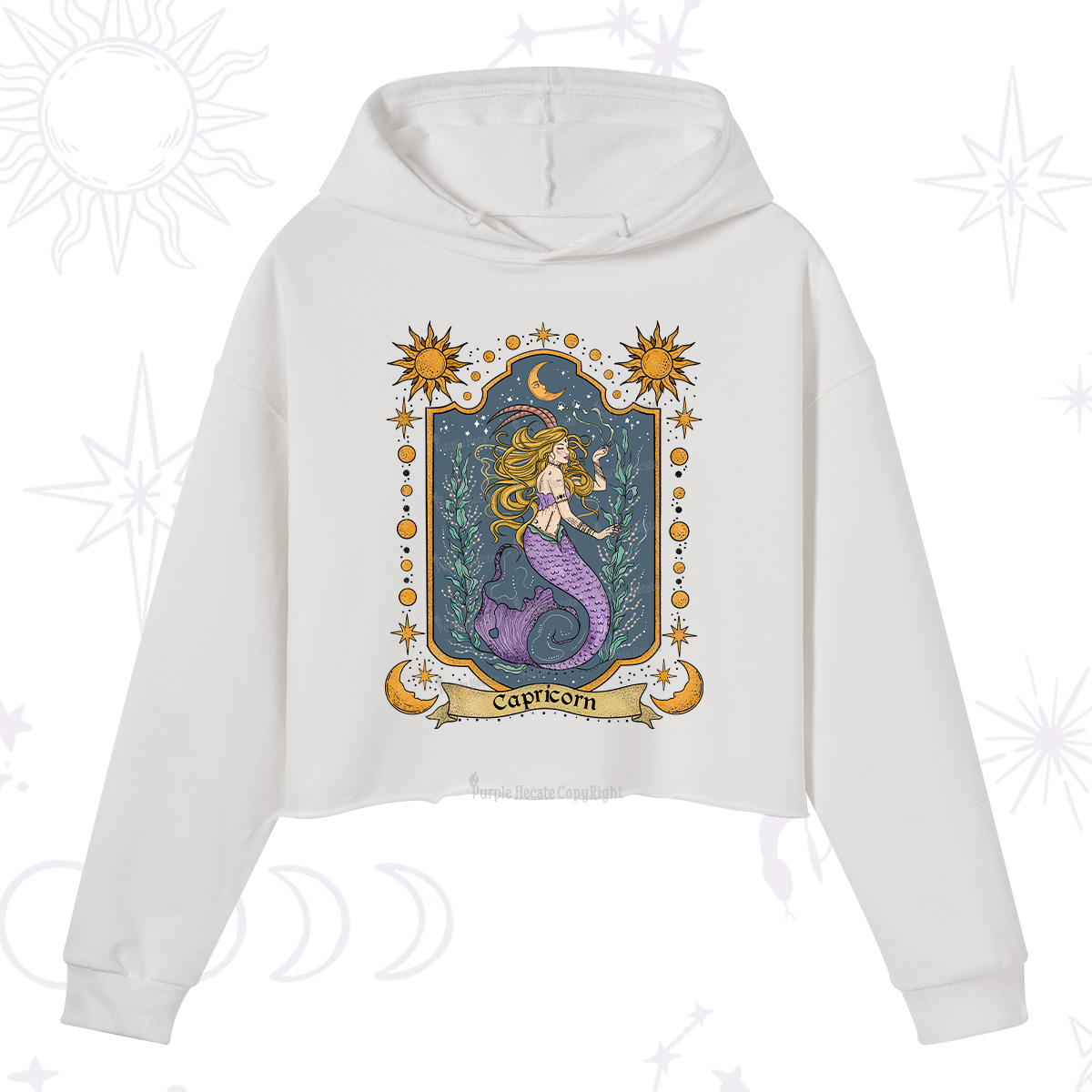 Purplehecate Capricorn Zodiac Crop Hoodie