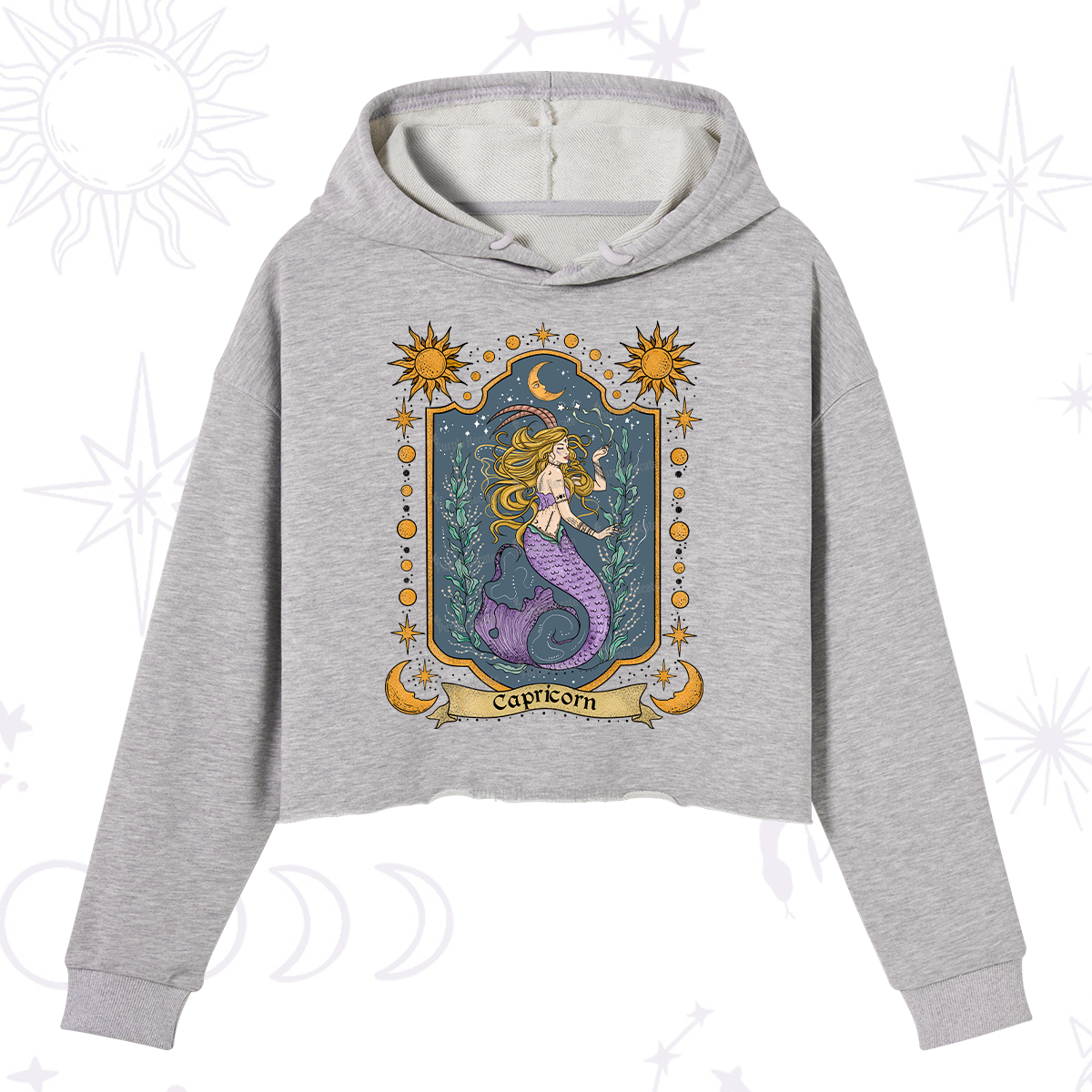 Purplehecate Capricorn Zodiac Crop Hoodie