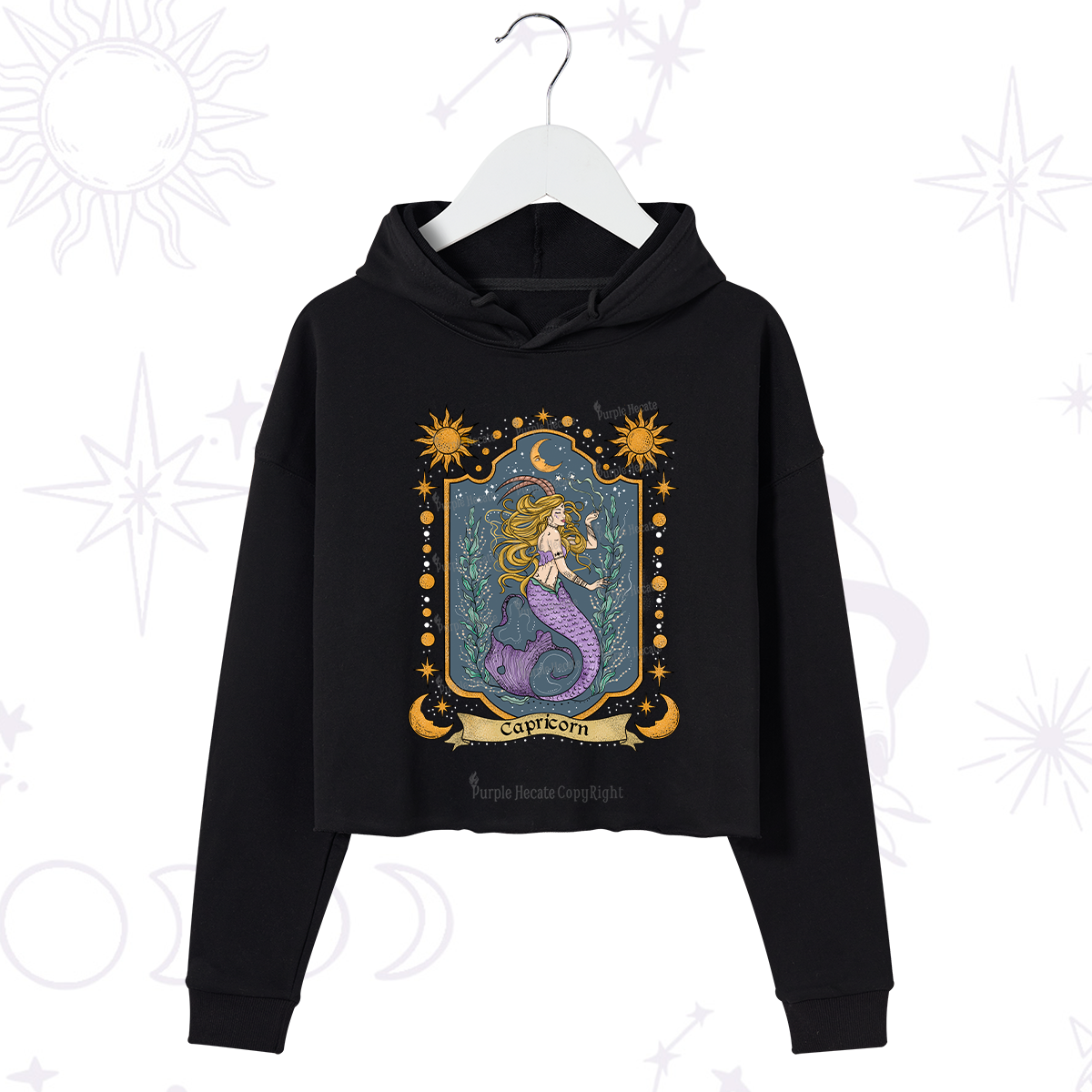 Purplehecate Capricorn Zodiac Crop Hoodie