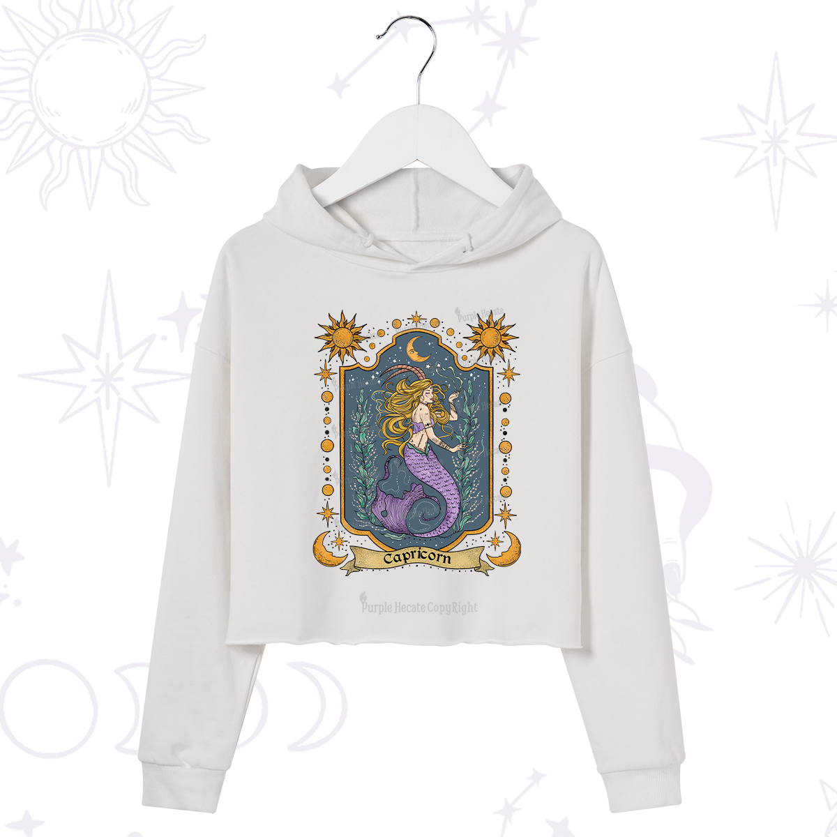 Purplehecate Capricorn Zodiac Crop Hoodie