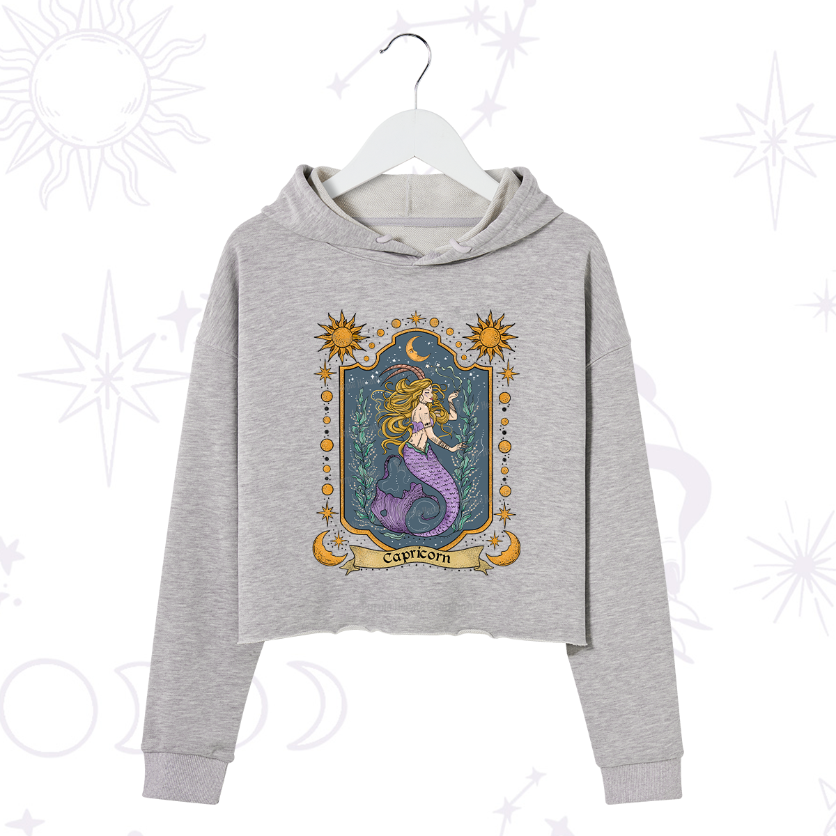 Purplehecate Capricorn Zodiac Crop Hoodie