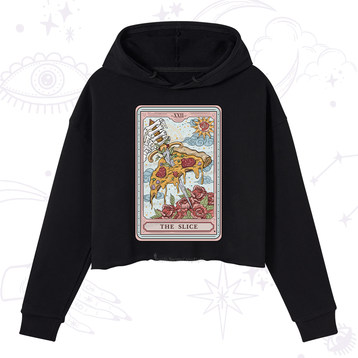 Purplehecate The Slice Food Tarot Crop Hoodie
