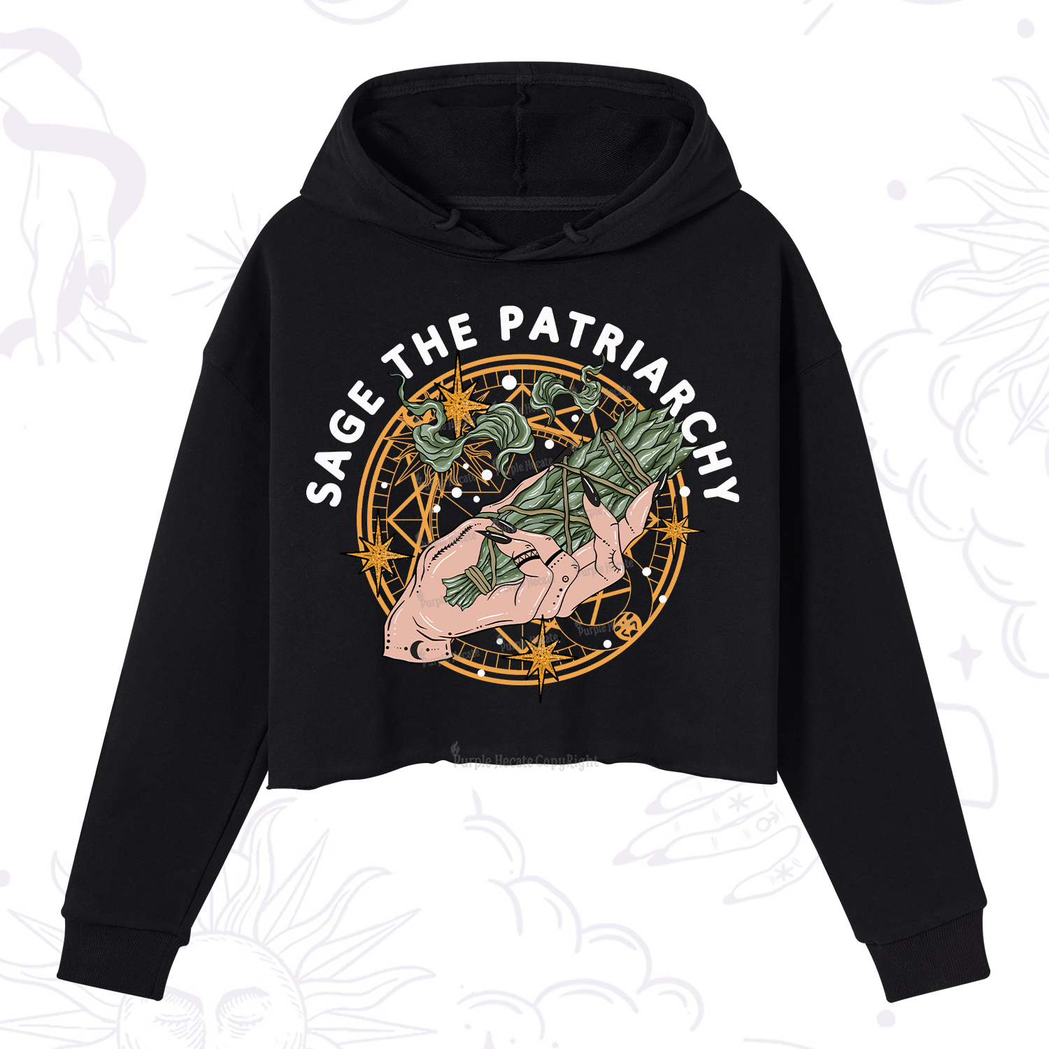 Purplehecate Sage The Patriarchy Crop Hoodie