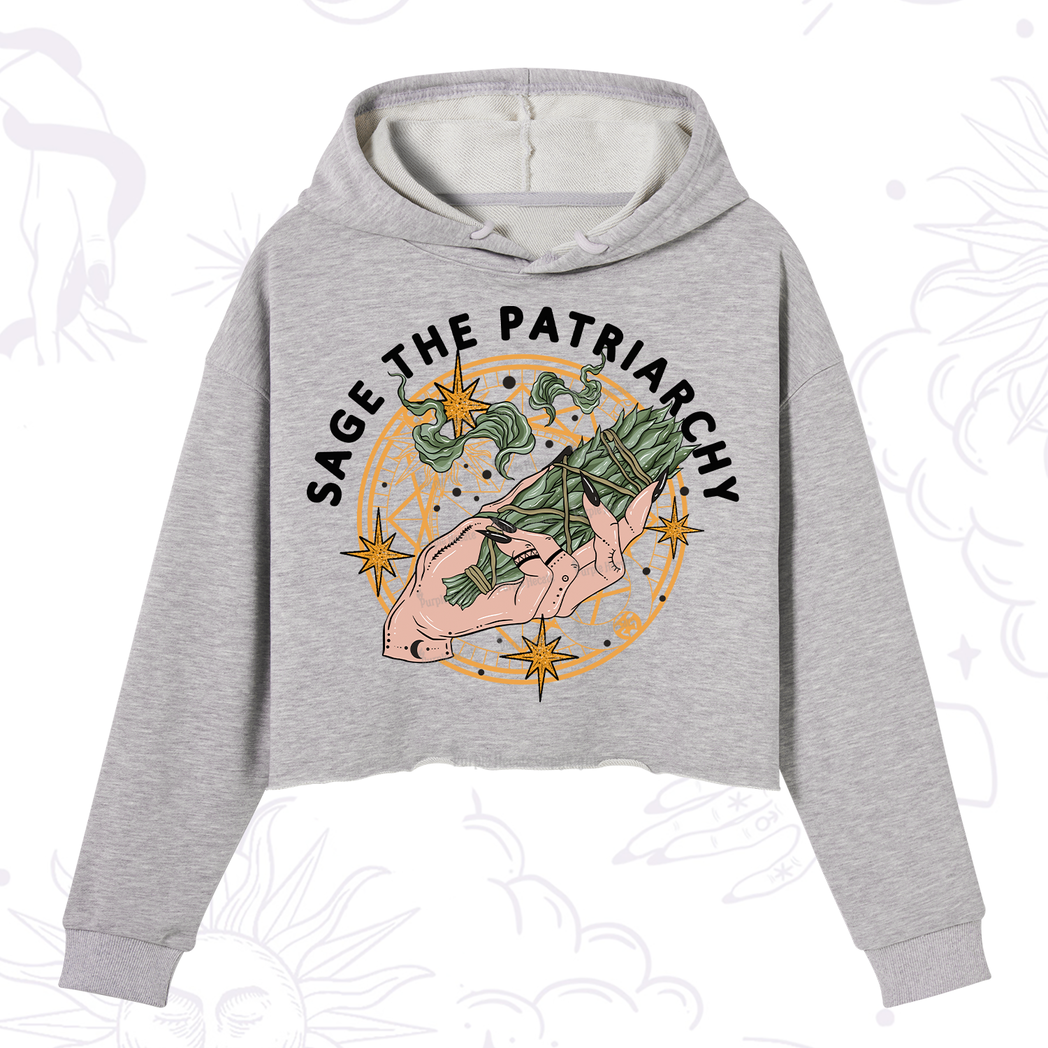 Purplehecate Sage The Patriarchy Crop Hoodie