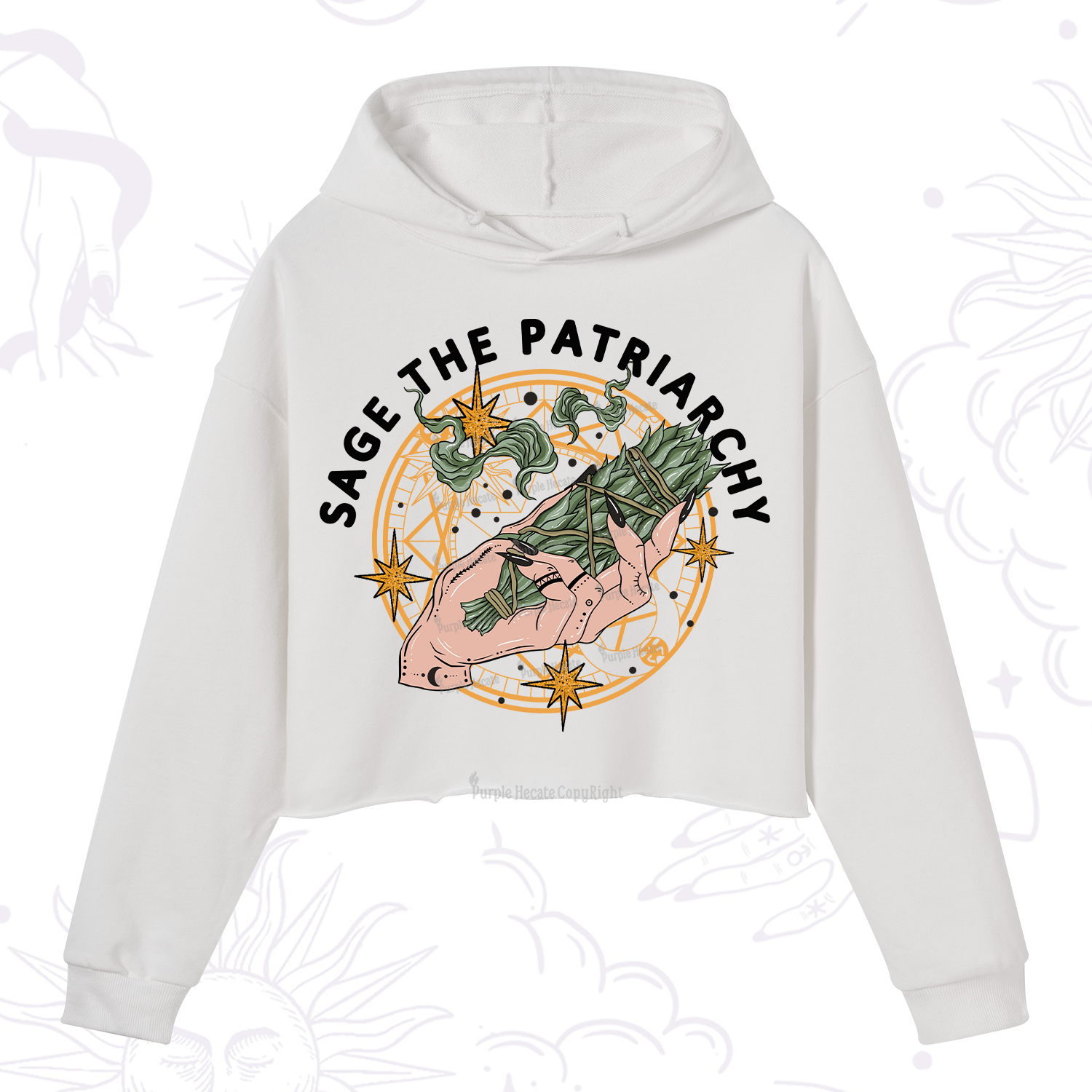 Purplehecate Sage The Patriarchy Crop Hoodie