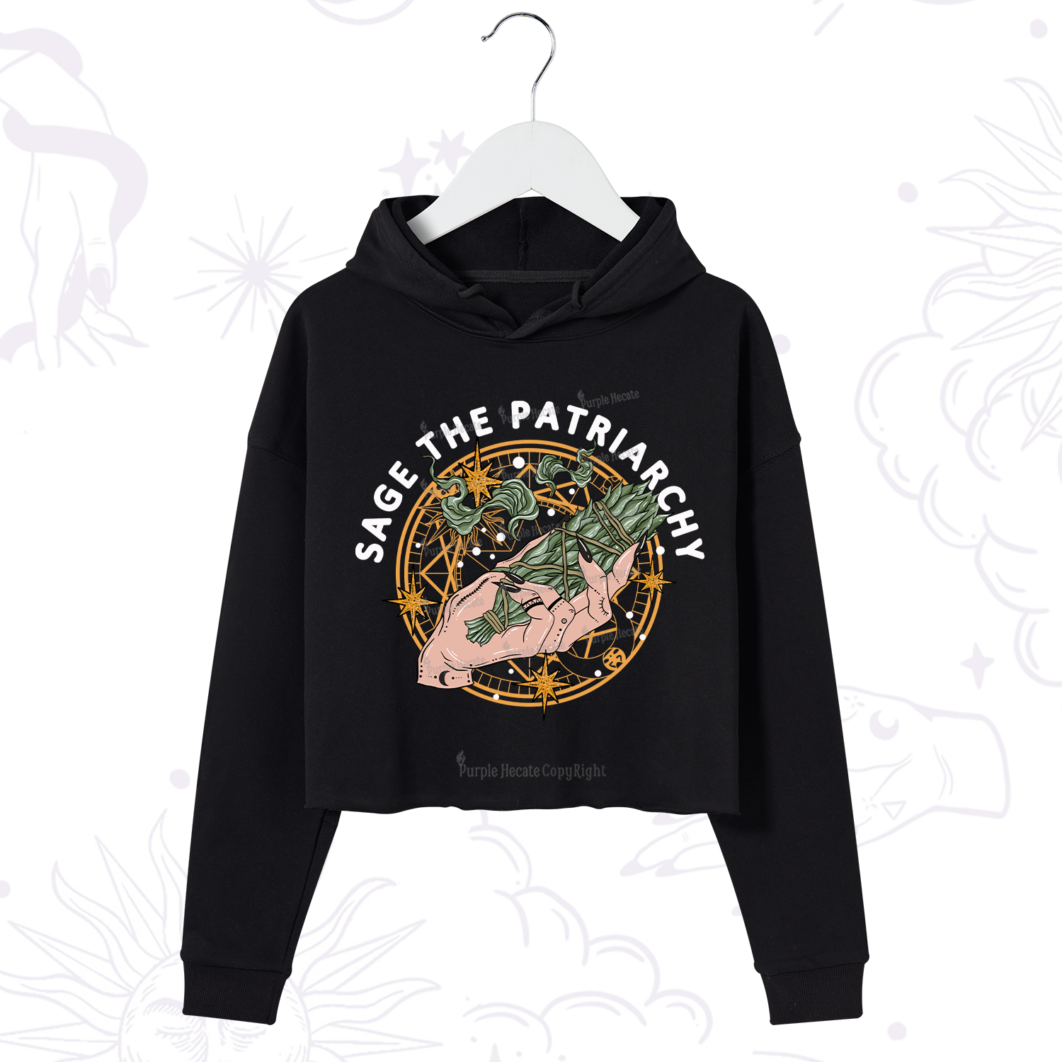Purplehecate Sage The Patriarchy Crop Hoodie