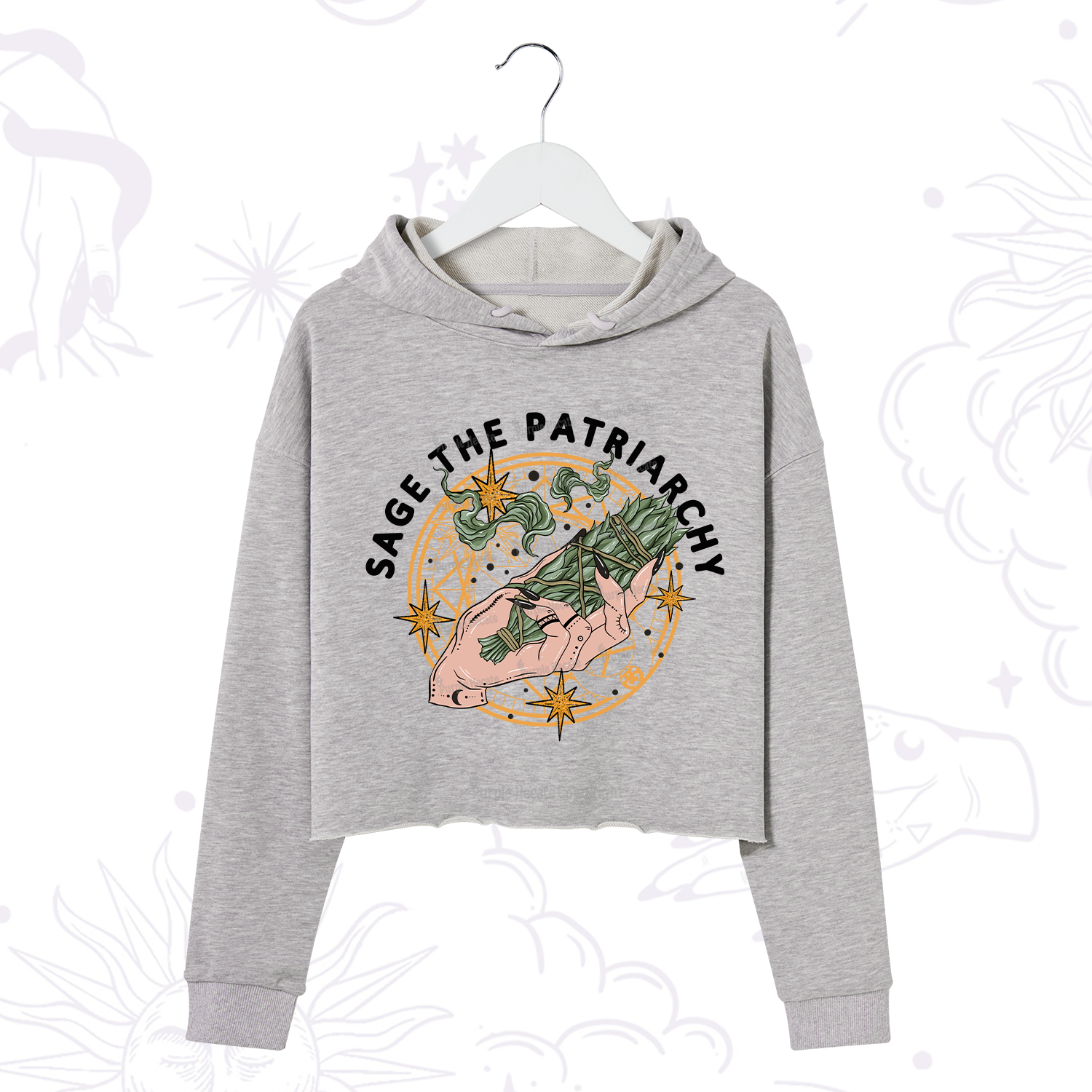 Purplehecate Sage The Patriarchy Crop Hoodie