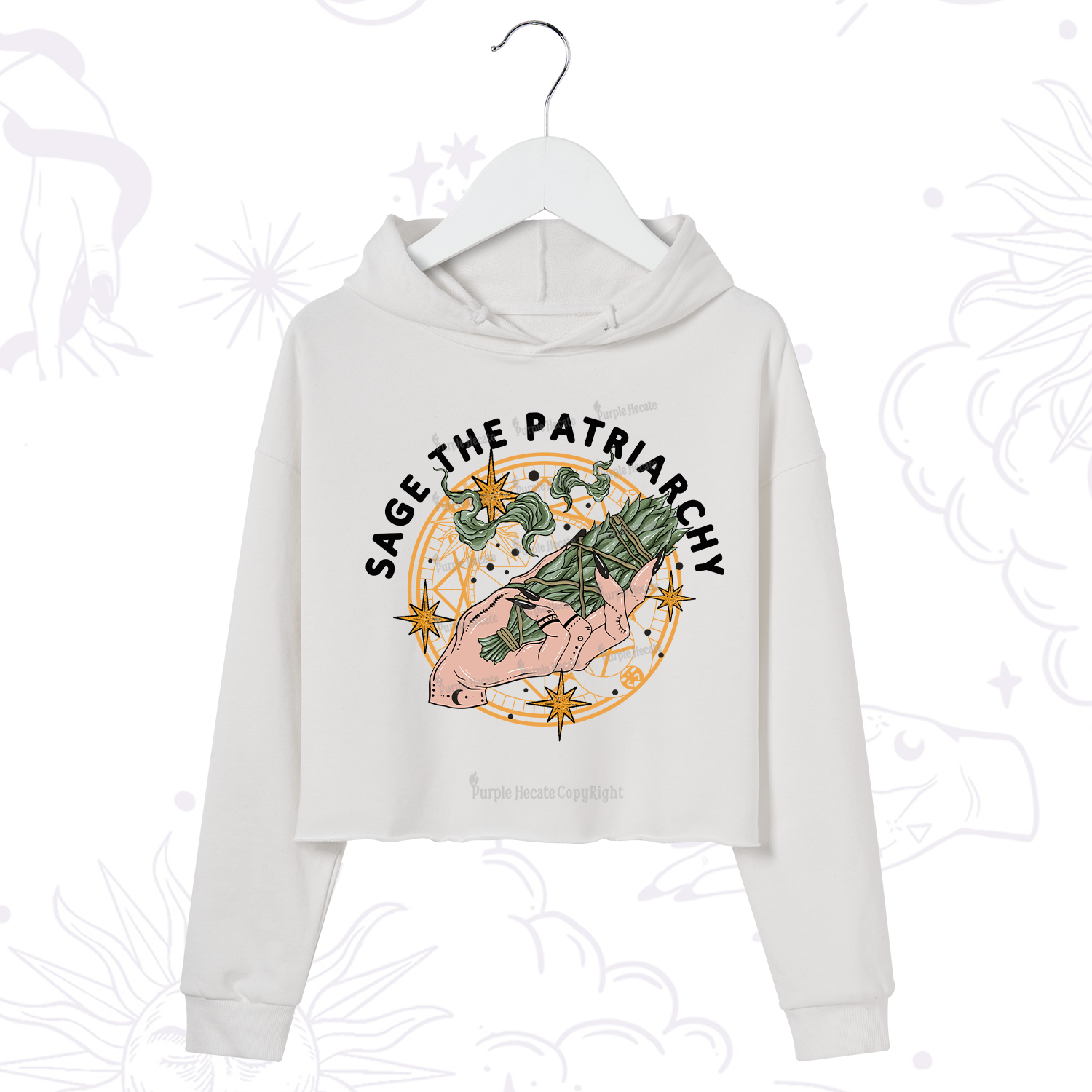 Purplehecate Sage The Patriarchy Crop Hoodie