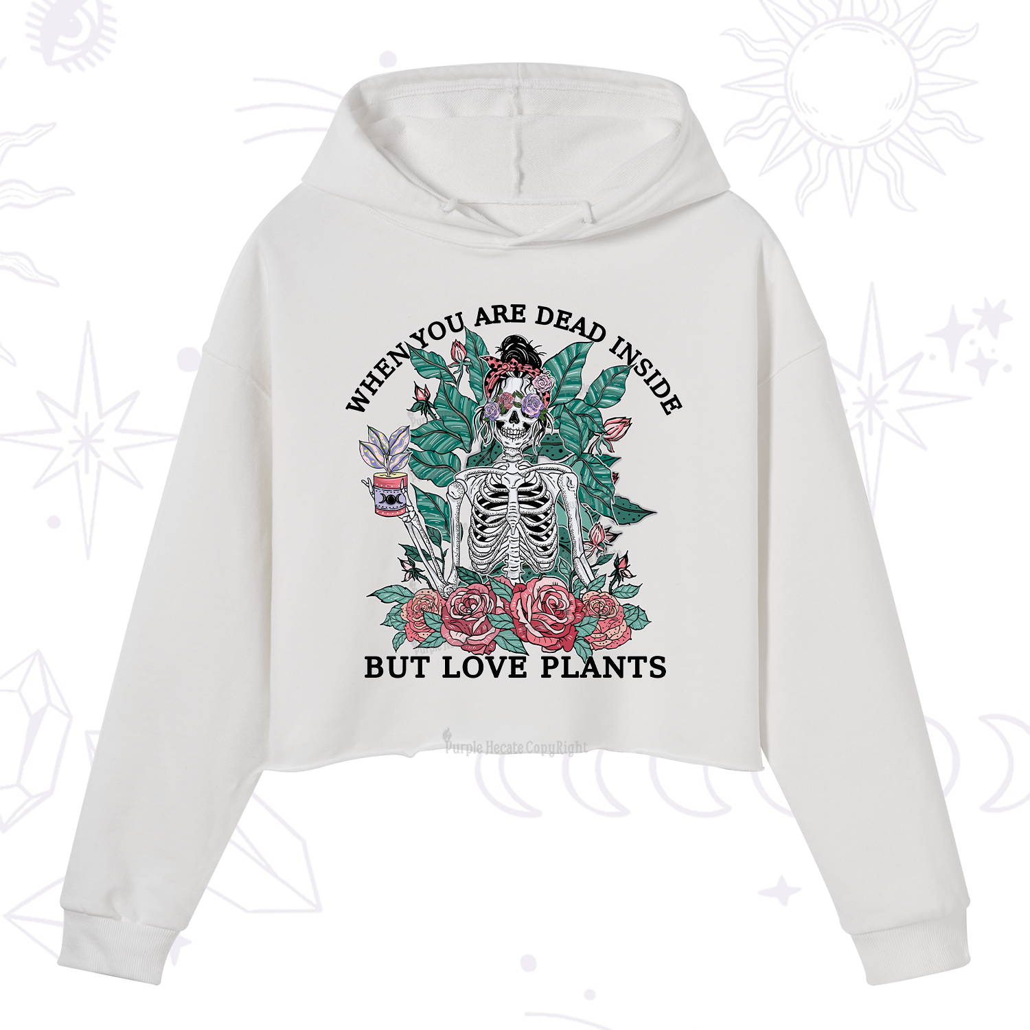 Purplehecate When You Dead Inside Crop Hoodie