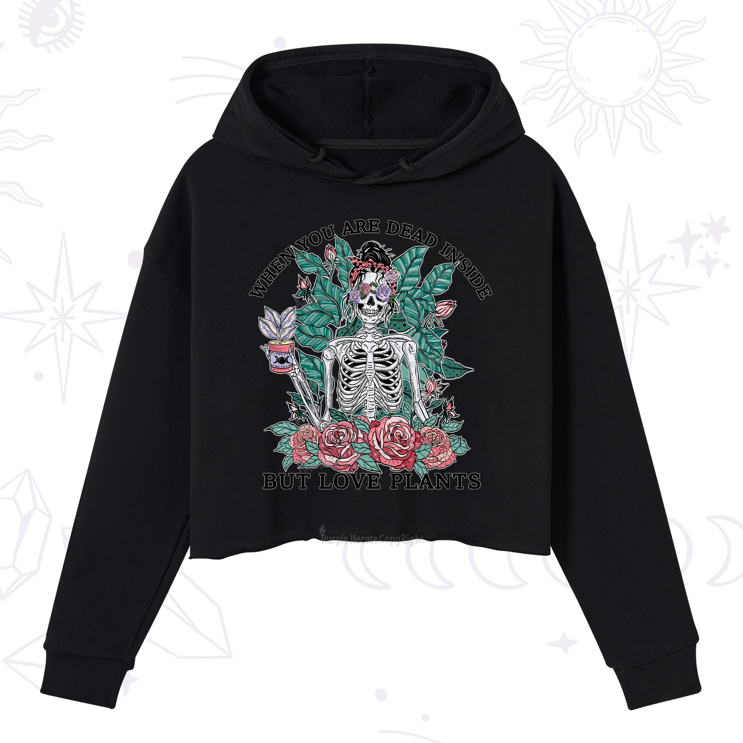 Purplehecate When You Dead Inside Crop Hoodie