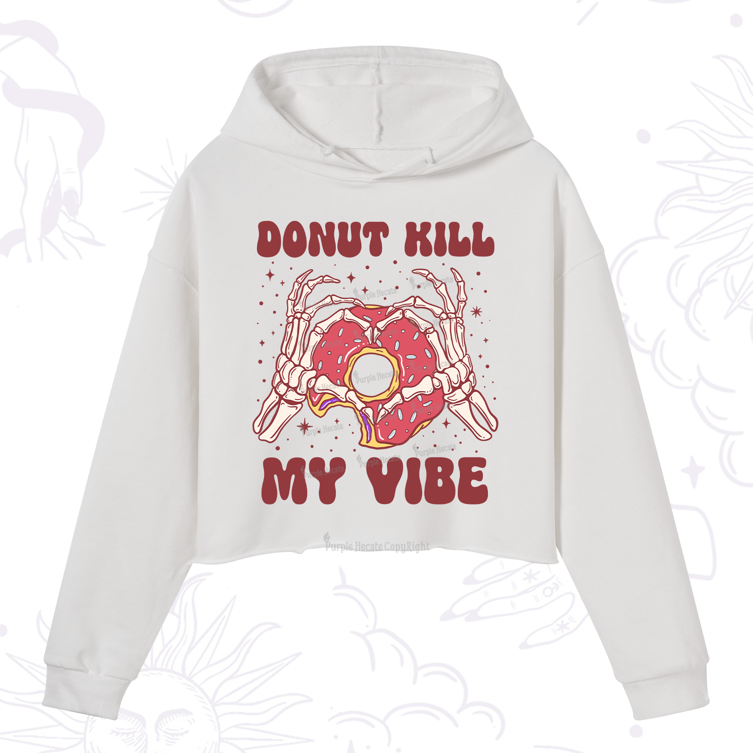 Purplehecate Donut Kill My Vibe Crop Hoodie
