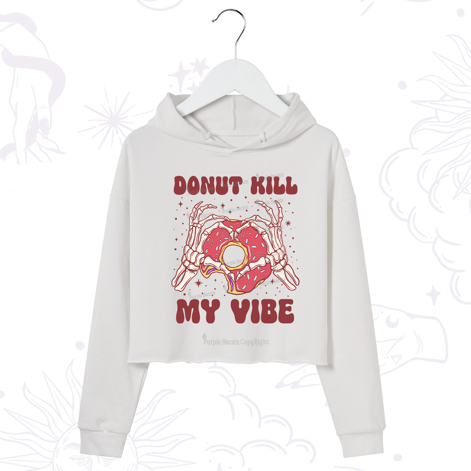 Purplehecate Donut Kill My Vibe Crop Hoodie