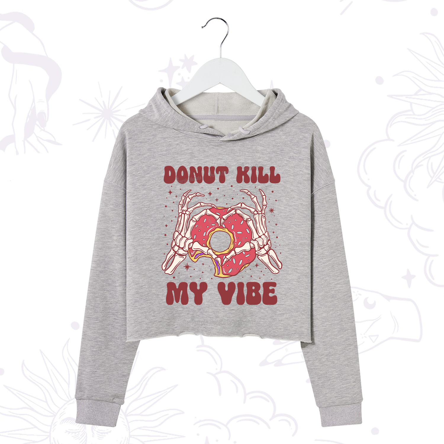 Purplehecate Donut Kill My Vibe Crop Hoodie