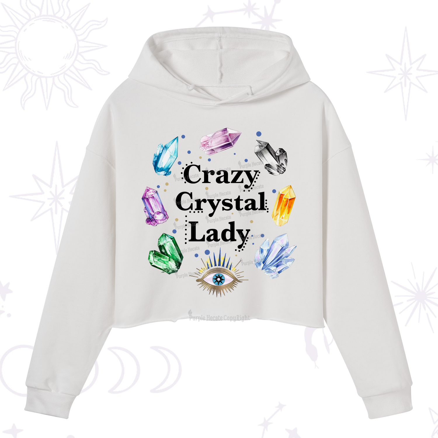 Purplehecate Crazy Crystal Lady Crop Hoodie