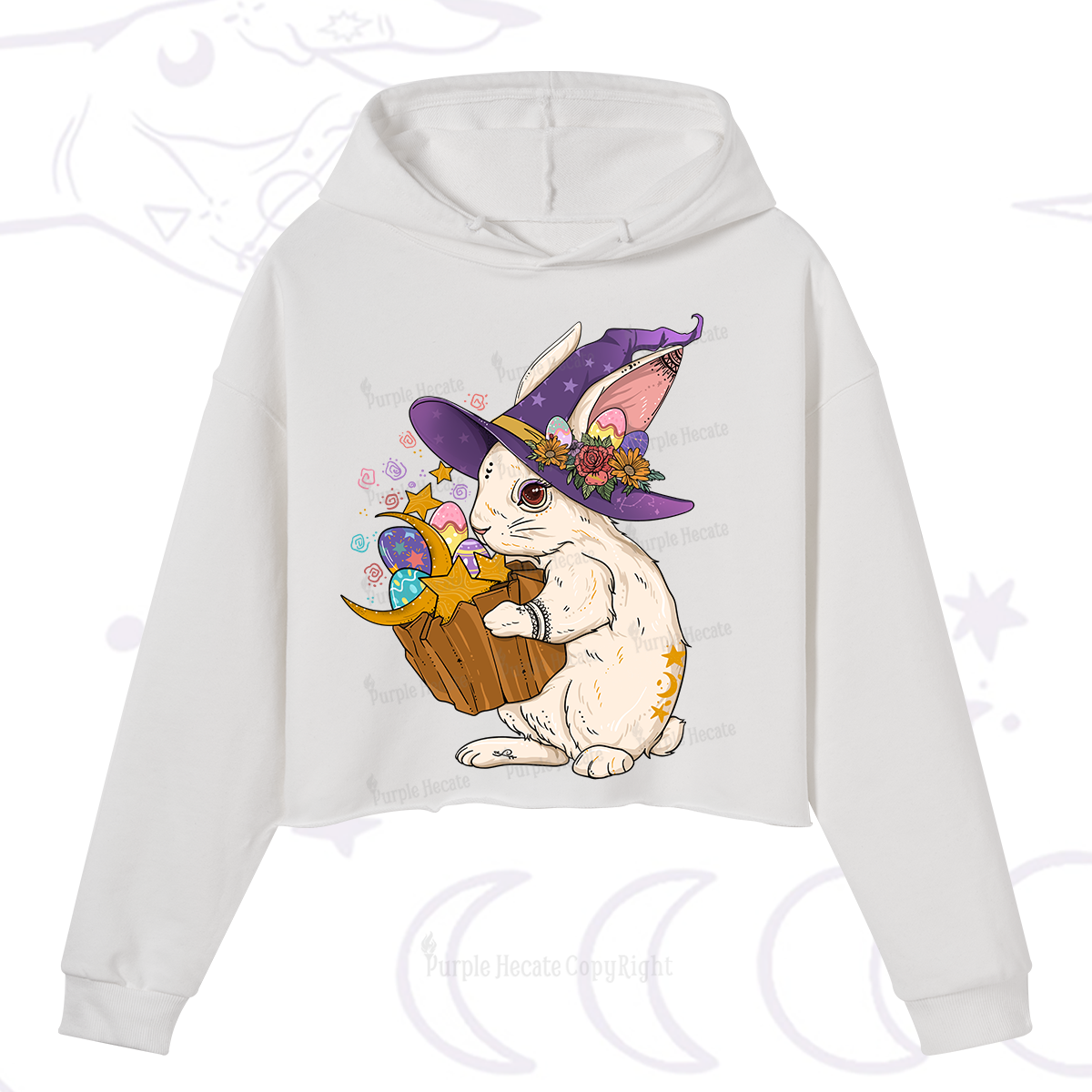 Purplehecate Enchanted Bunny Easter Crop Hoodie