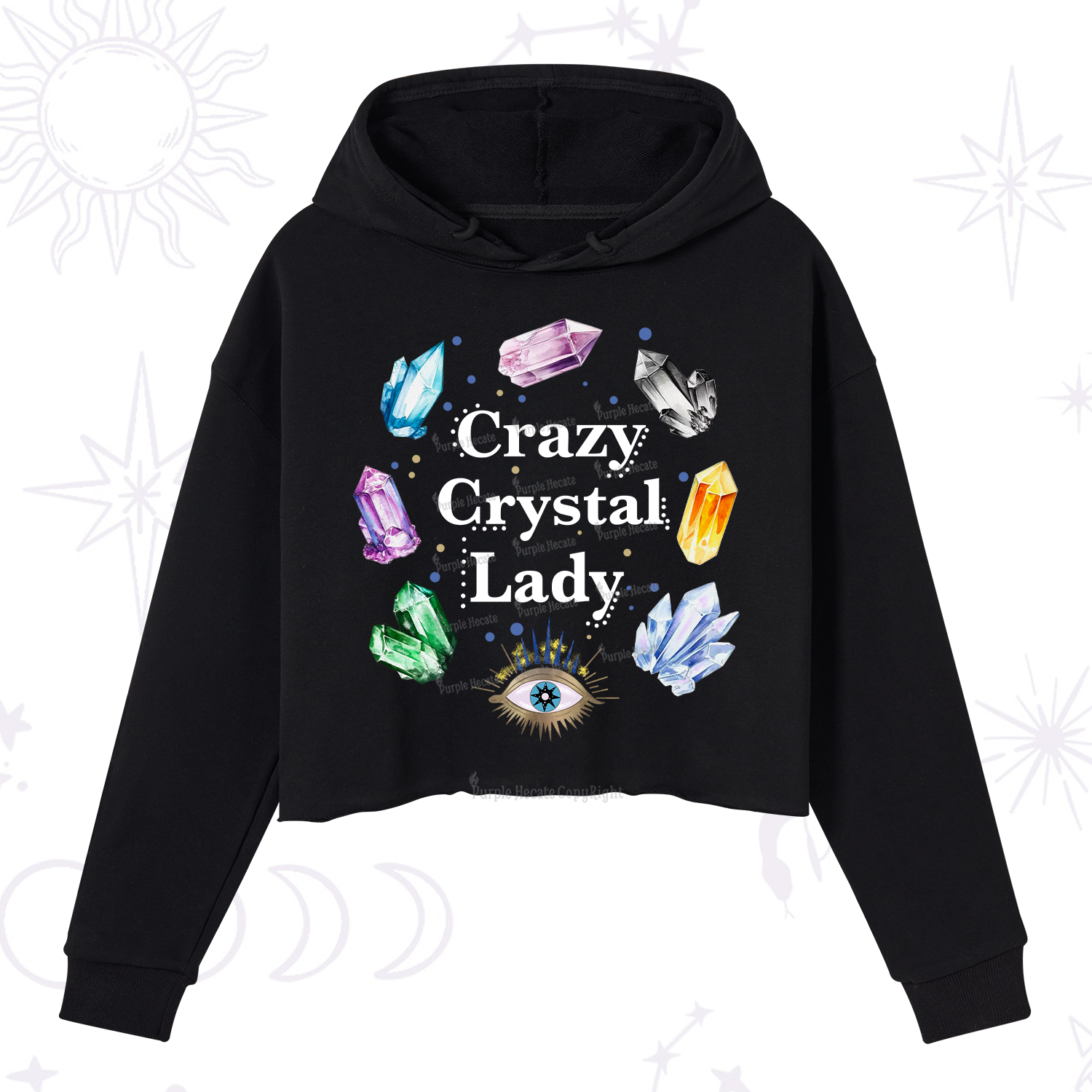 Purplehecate Crazy Crystal Lady Crop Hoodie