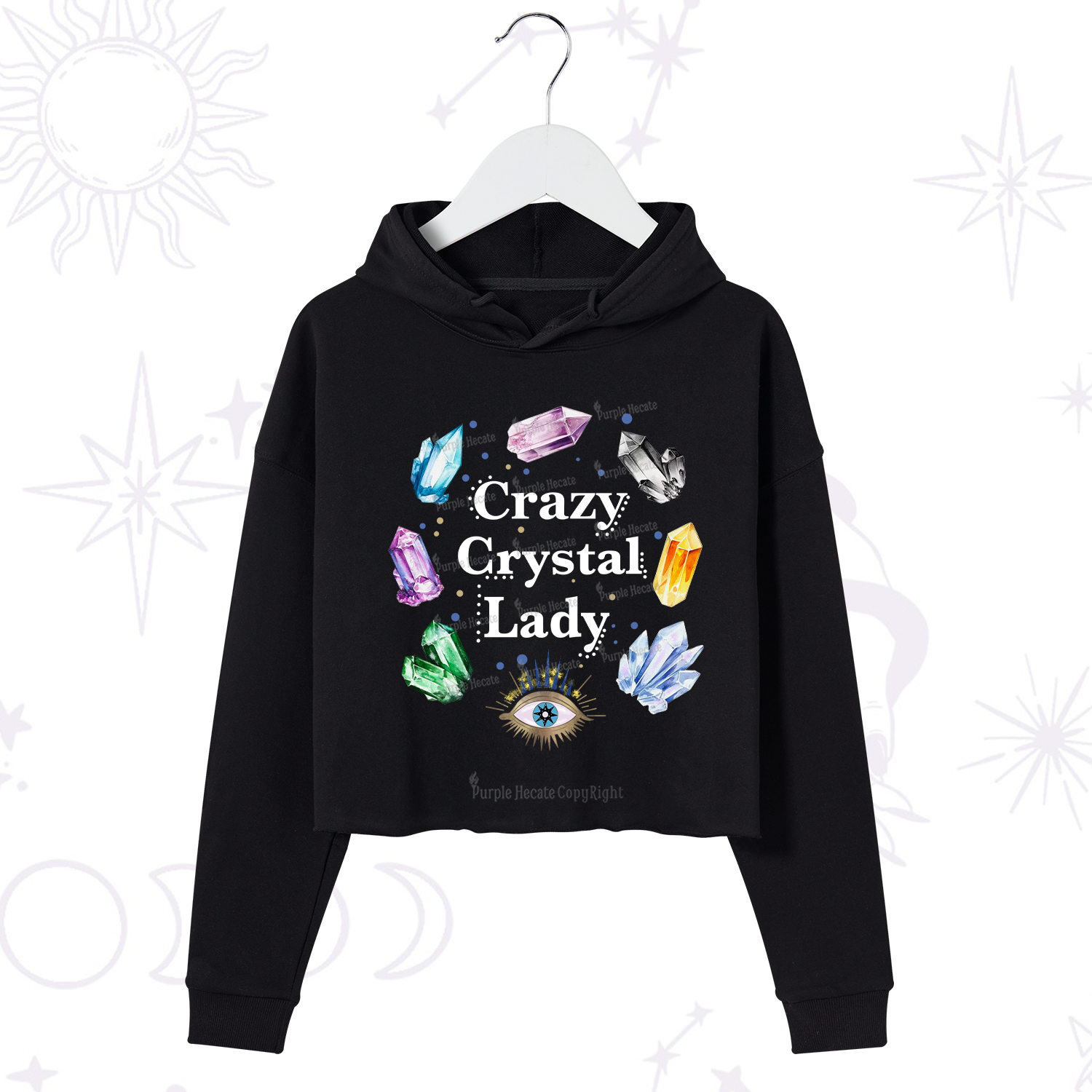 Purplehecate Crazy Crystal Lady Crop Hoodie