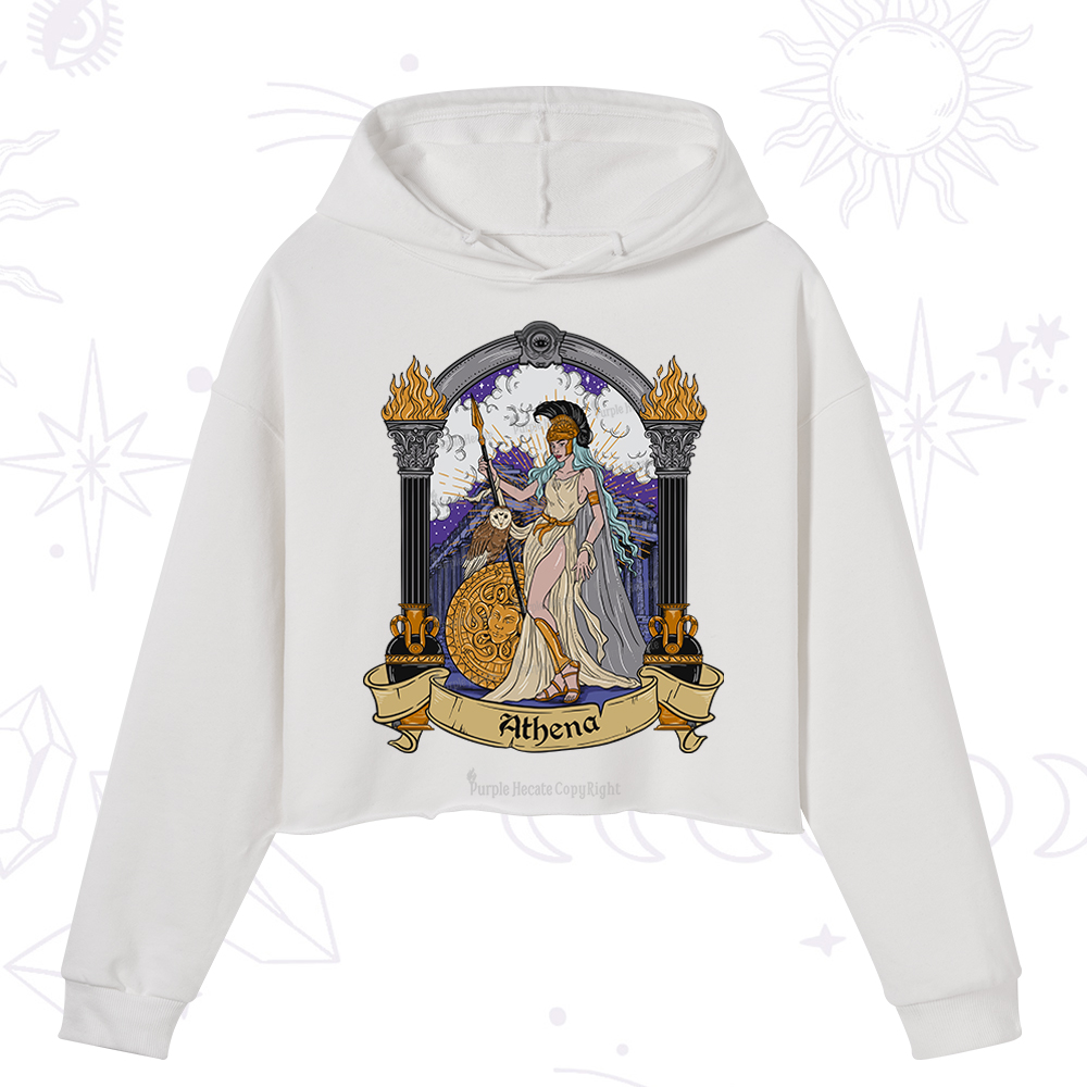 Purplehecate The Wise Goddess Athena Crop Hoodie