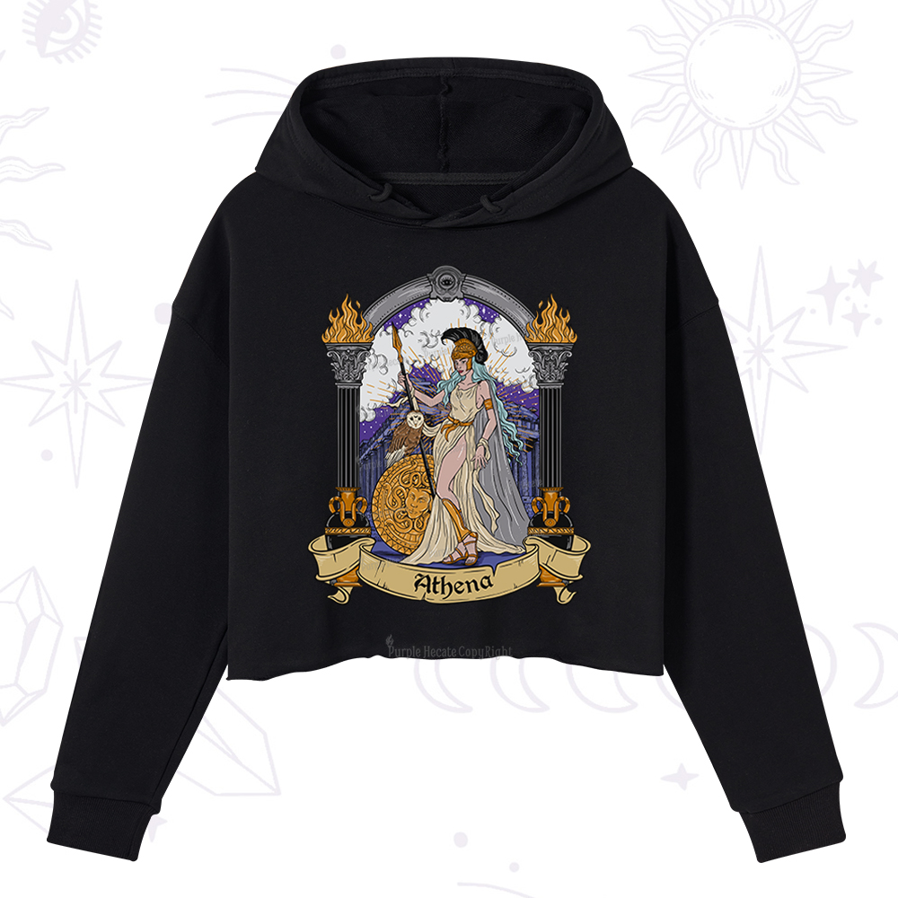 Purplehecate The Wise Goddess Athena Crop Hoodie
